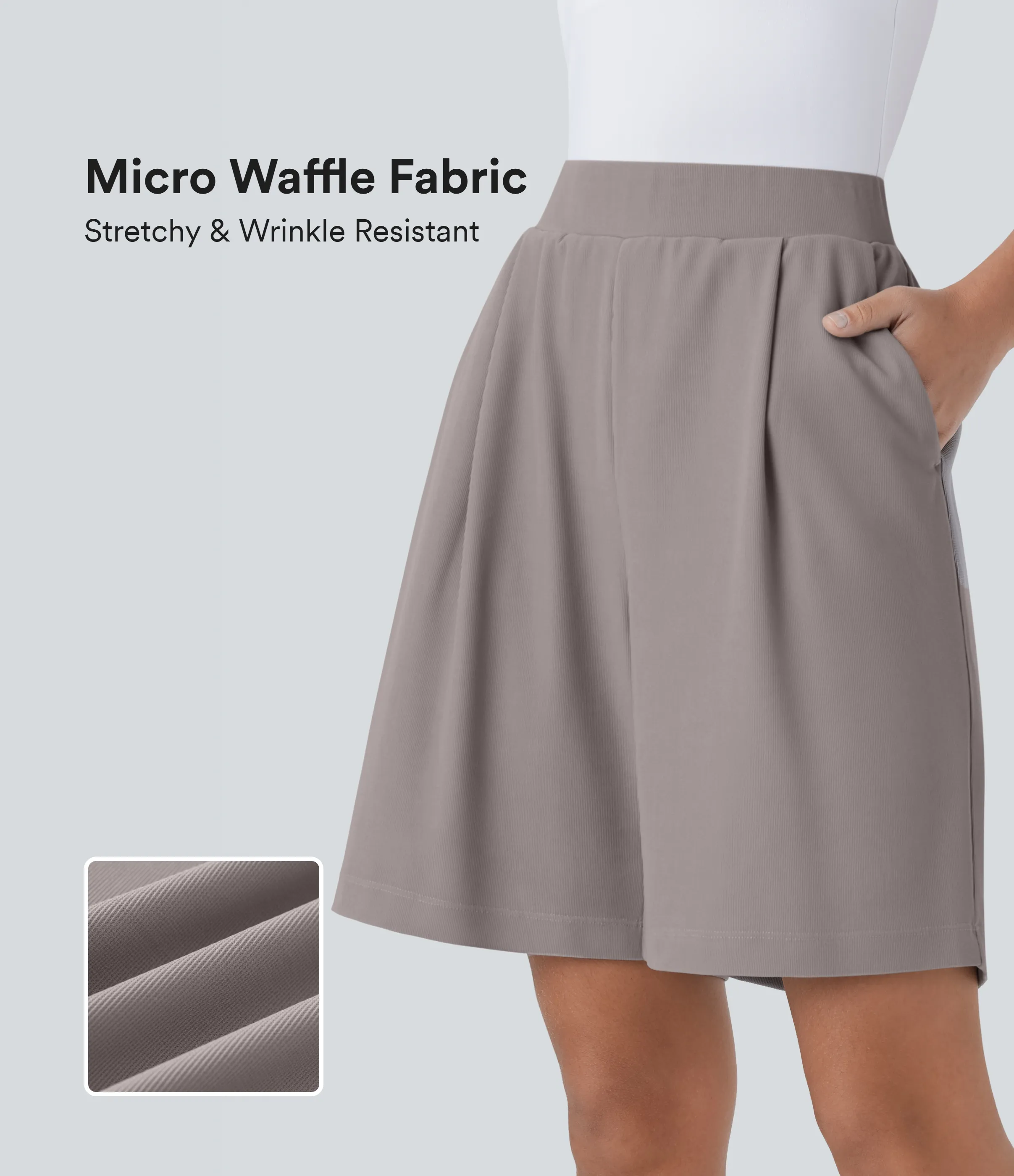 Halara Pantalón corto oficina tiro alto efecto moldeador bolsillo lateral adelgazan cintura - Satellite - XS sold by Halara product image thumbnail 2