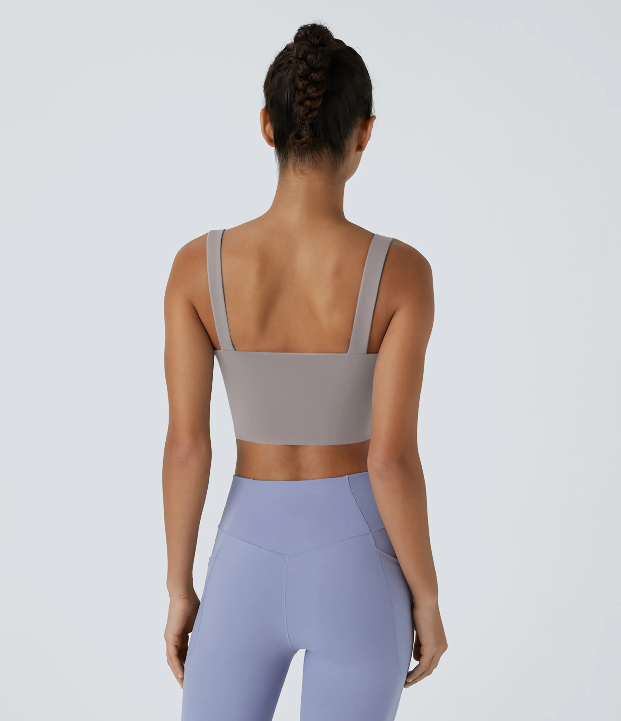 Halara Brasier deportivo de yoga SoftlyZero™ Airy de sujeción baja con abertura y tacto fresco-UPF51+ en copas D-F - Steel Gray - M sold by Halara product image thumbnail 3