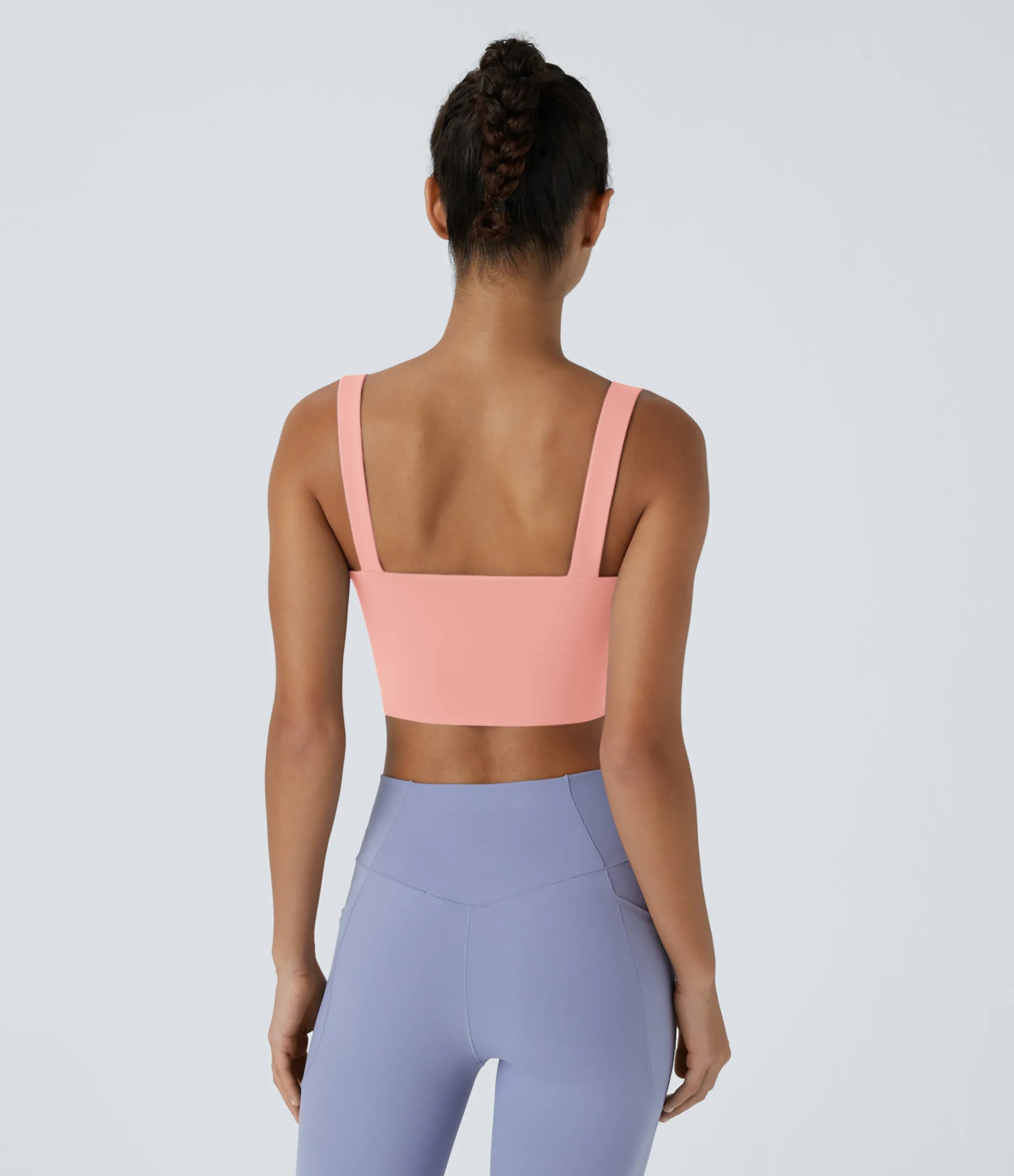 Halara Brasier deportivo de yoga SoftlyZero™ Airy de sujeción baja con abertura y tacto fresco-UPF51+ en copas D-F - Peach Melba - XL sold by Halara product image thumbnail 3