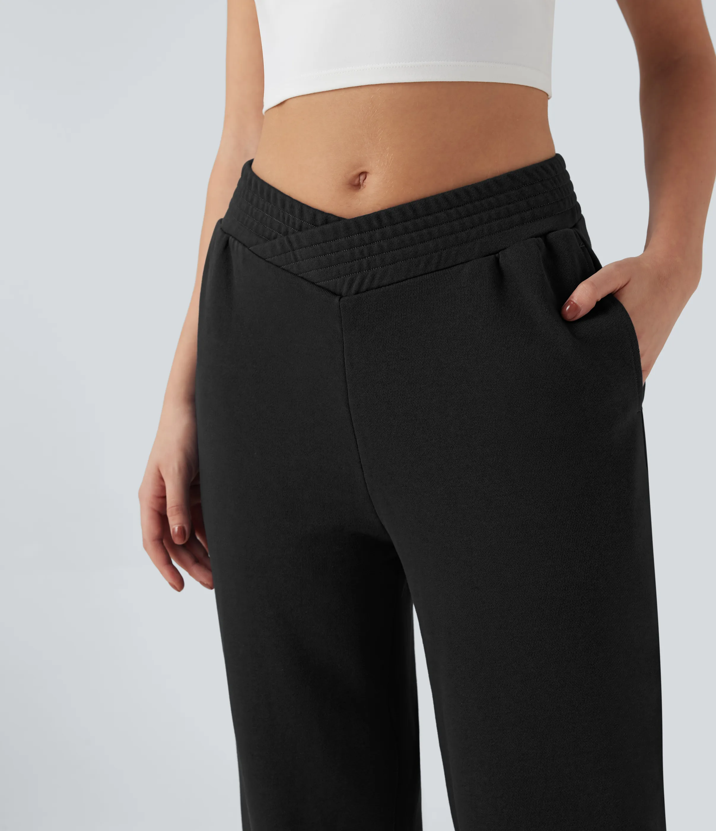 Halara Joggers casuales de algodón con tiro medio y bolsillos - Black - S(regular) sold by Halara product image thumbnail 5