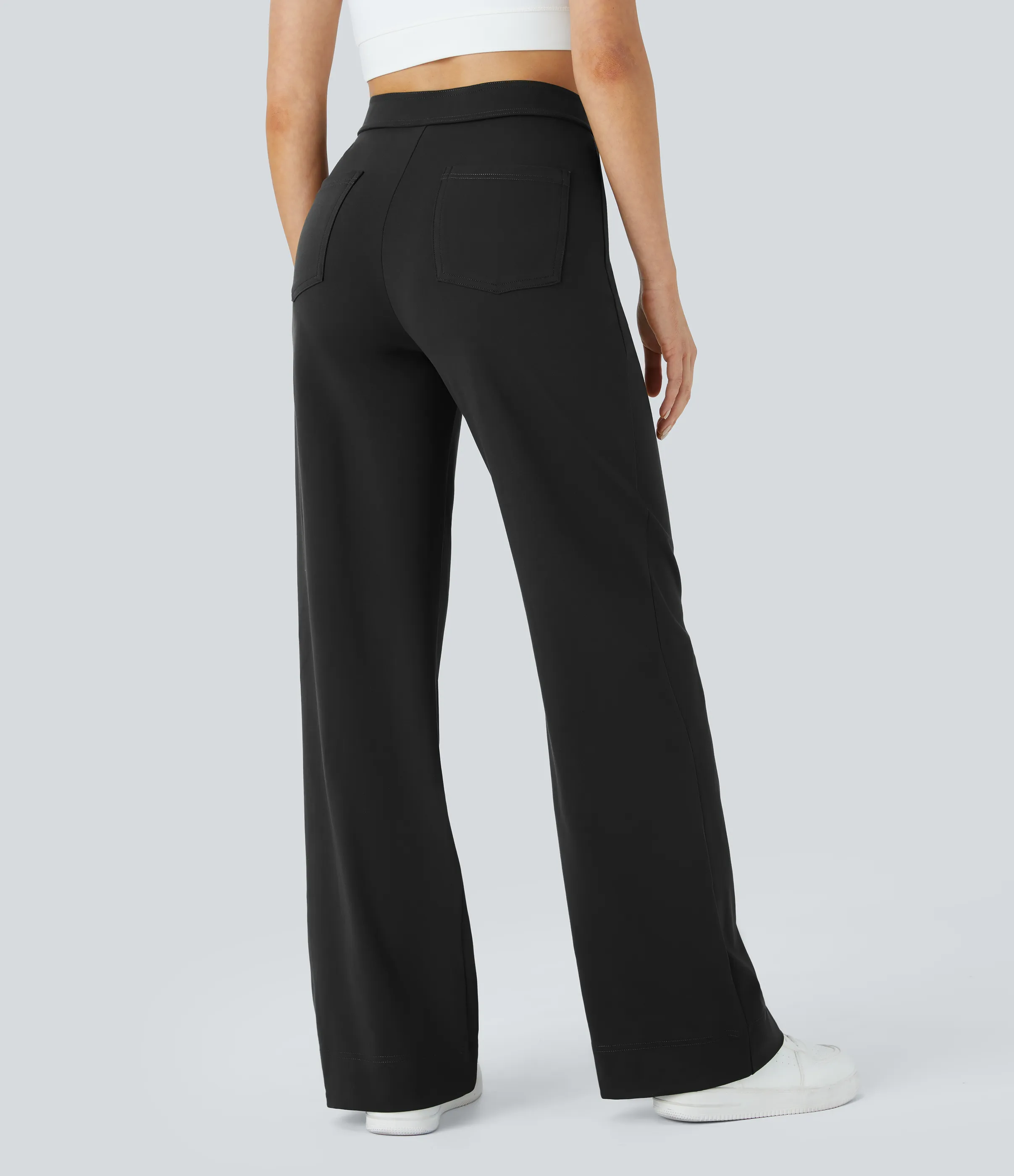 Halara Pantalones pierna recta múltiple bolsillo botón tiro alto - Black - L(ultratall) sold by Halara product image thumbnail 3