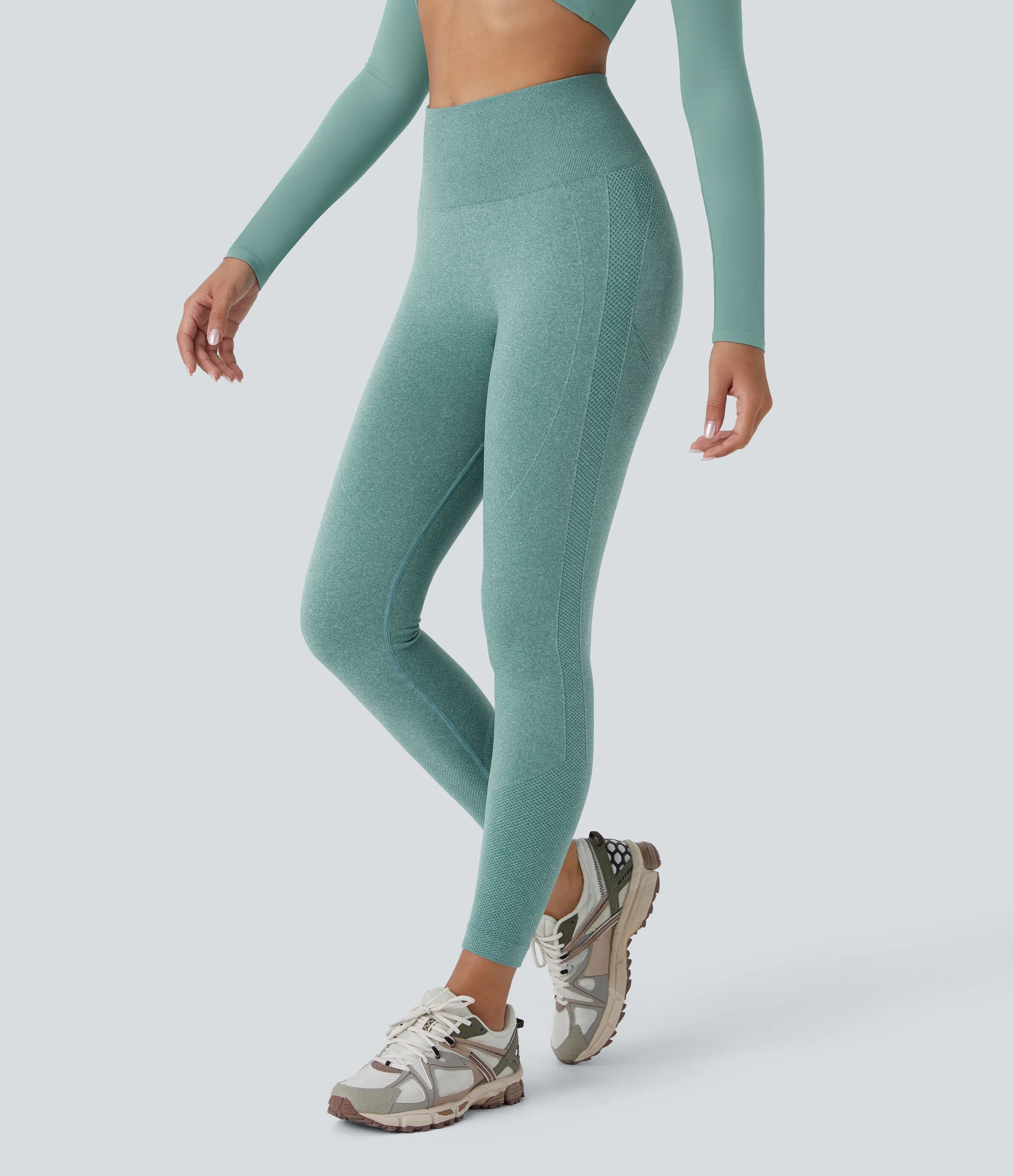 Halara Leggings yoga tiro alto control abdomen realce glúteo sin costura - Oil Blue - L(7/8) sold by Halara product image thumbnail 4