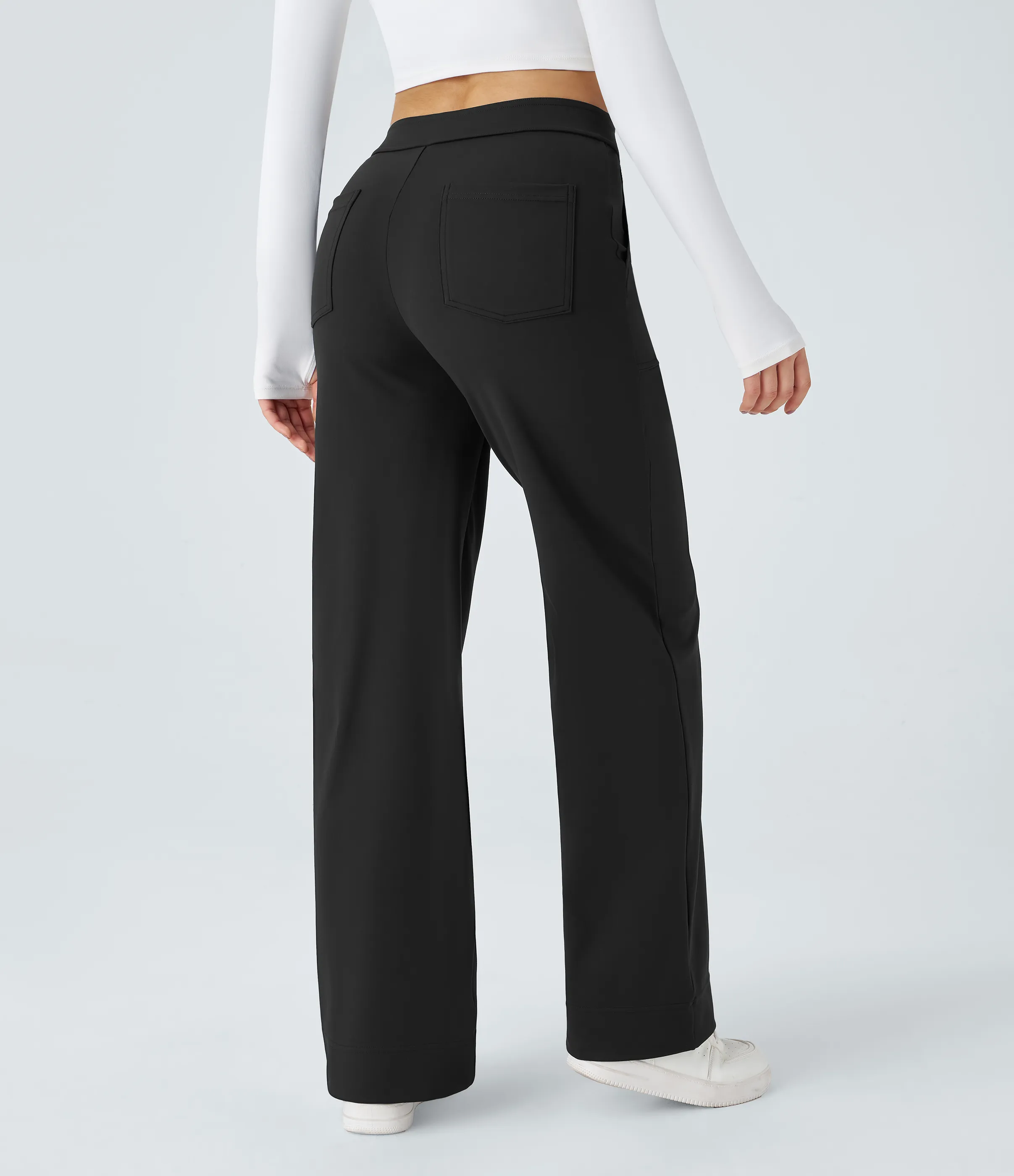 Halara Pantalón recto de tiro alto con botones y bolsillos - Black - XS(regular) sold by Halara product image thumbnail 3