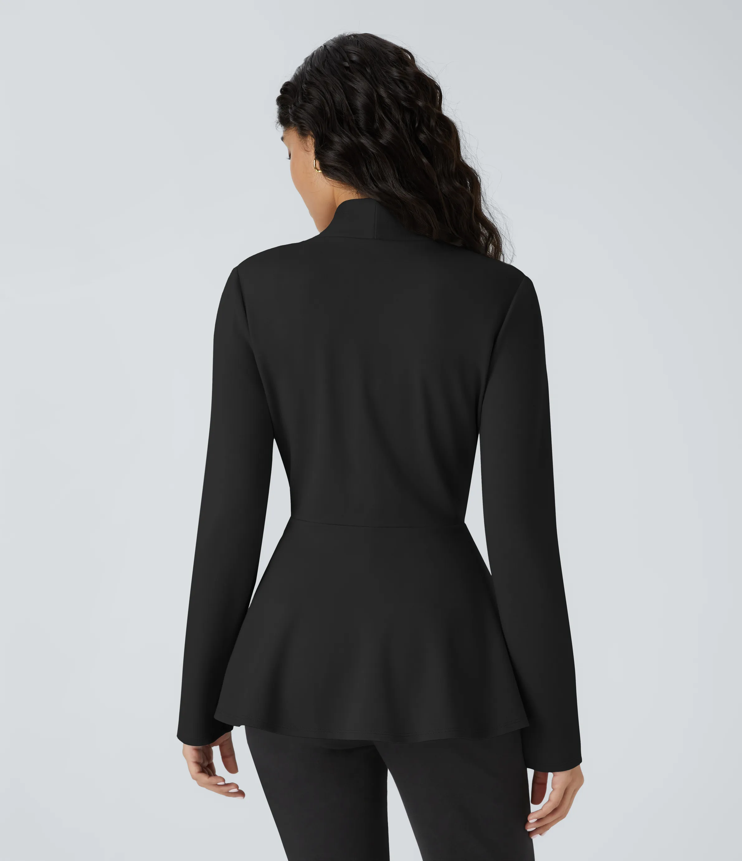 Halara Chaqueta peplum oficina cuello V botón delantera - Black - S sold by Halara product image thumbnail 3