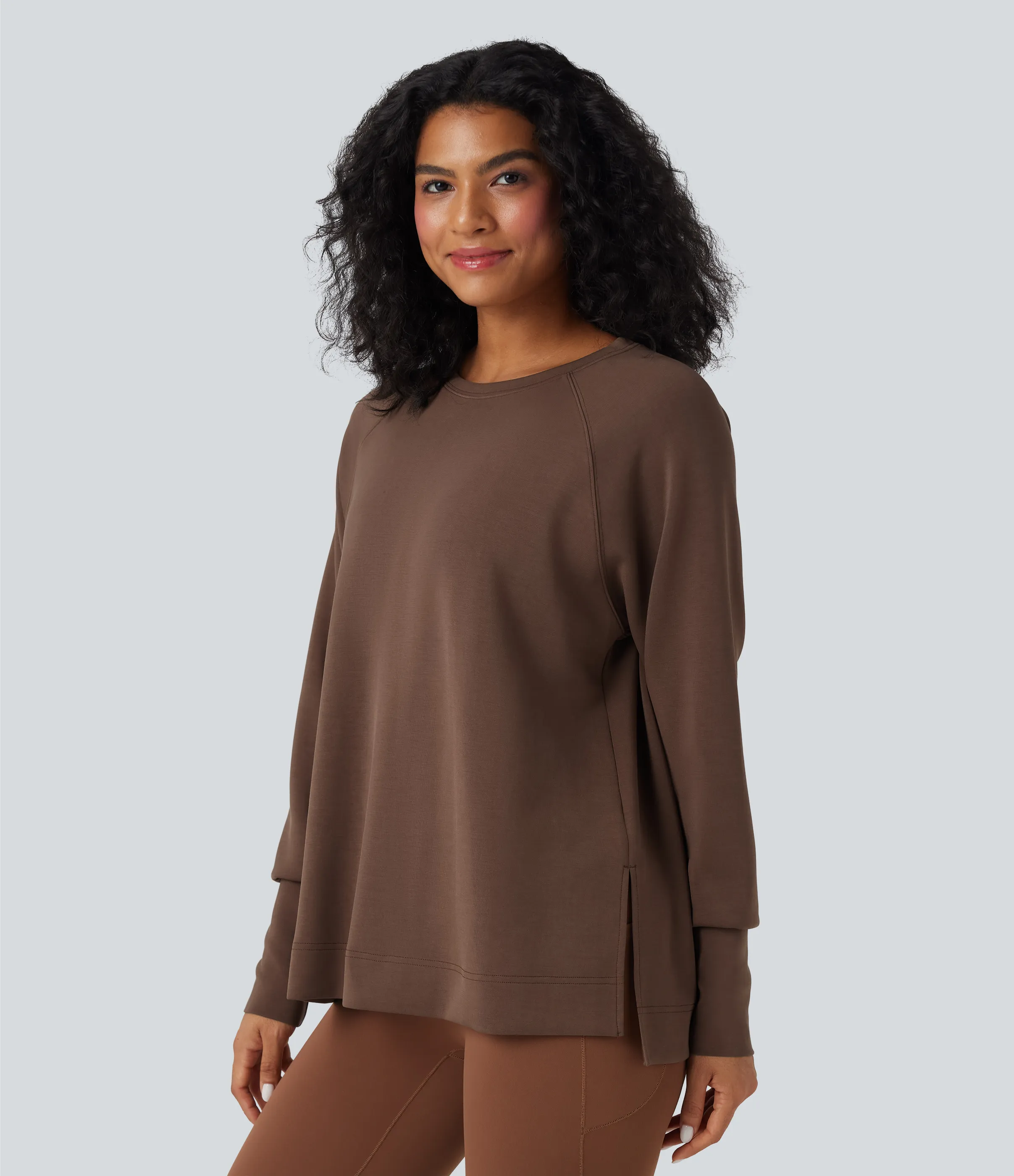 Halara Sudadera casual de manga larga y cuello redondo - Mustang - M sold by Halara product image thumbnail 2