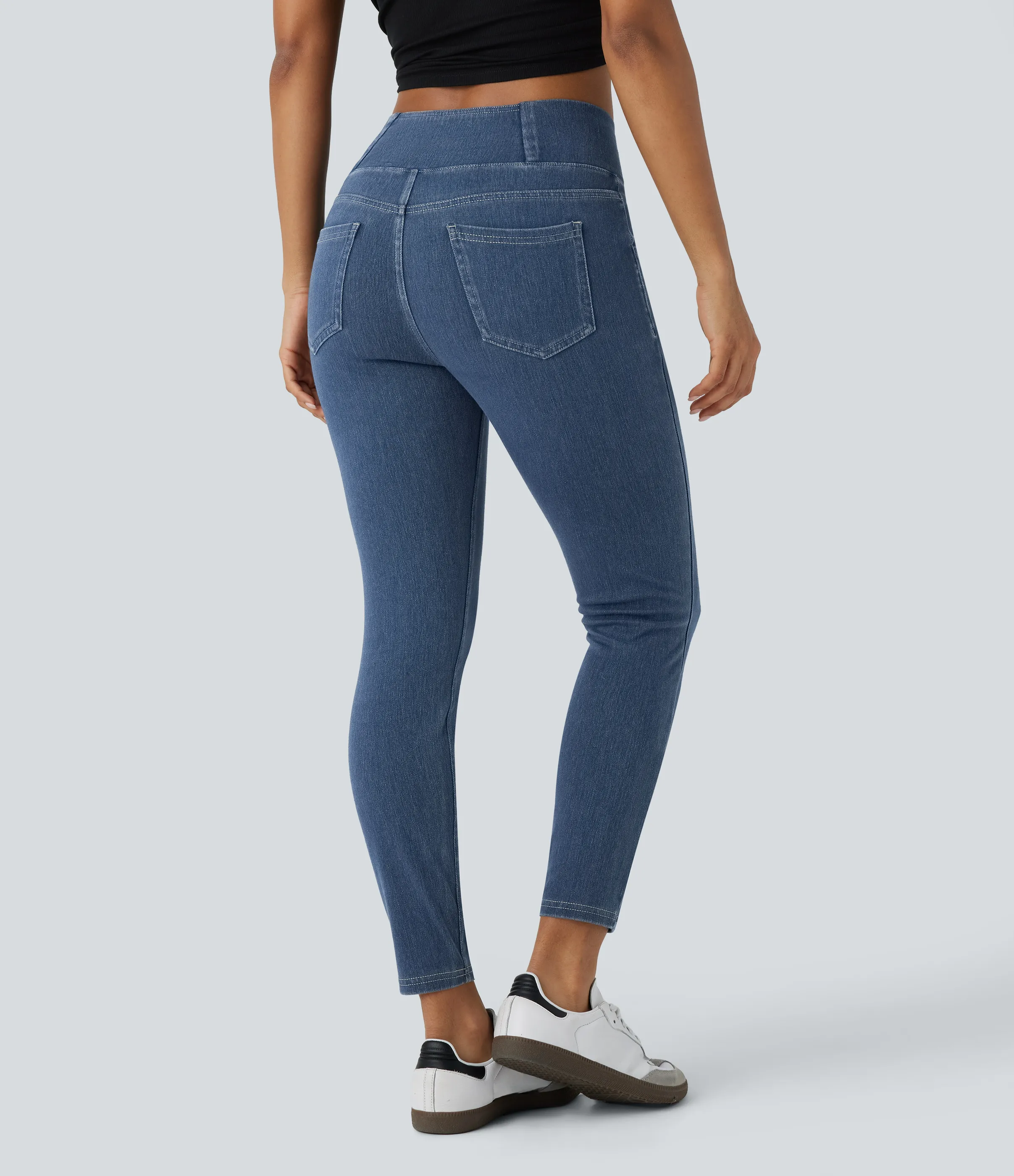 Halara Leggings Halara Flex™ Denim oficina elástico múltiple bolsillo cruzado tiro alto - Denim Dark Blue - L(7/8) sold by Halara product image thumbnail 3