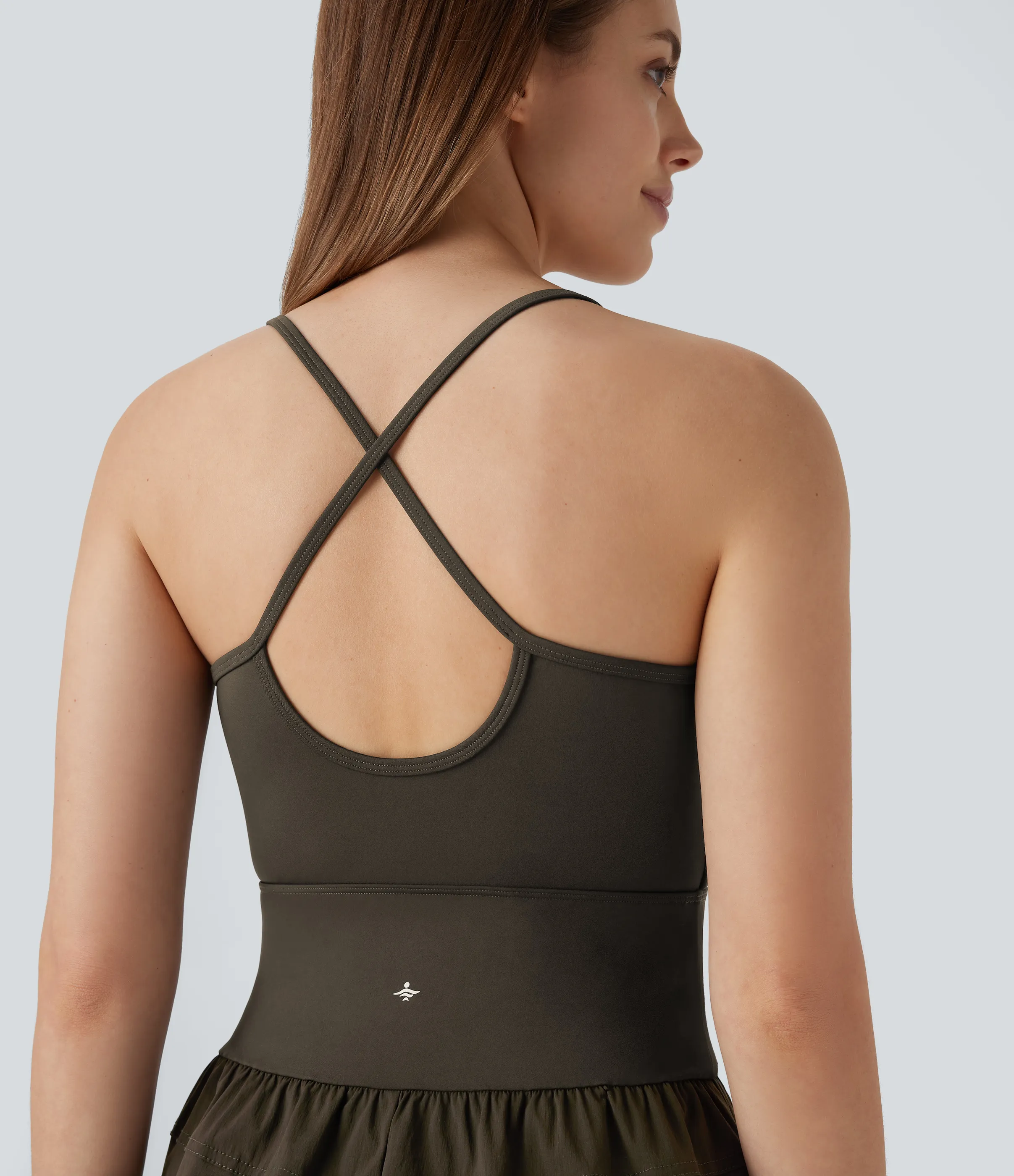 Halara Mono cargo de senderismo impermeable con tejido resistente antidesgarro con espalda abierta cruzada y bolsillos laterales - Twilight Green - M(regular) sold by Halara product image thumbnail 5