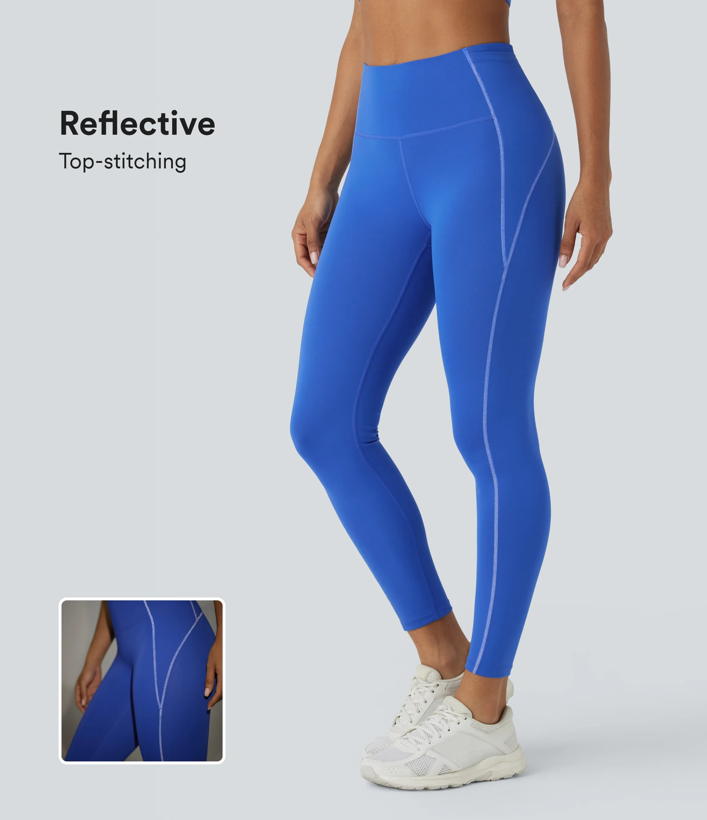 Halara Leggings SpeedWave™ senderismo secado rápido tiro alto múltiple bolsillo costura reflectante 7/8 - Bluebird Cyan - S(7/8) sold by Halara product image thumbnail 2