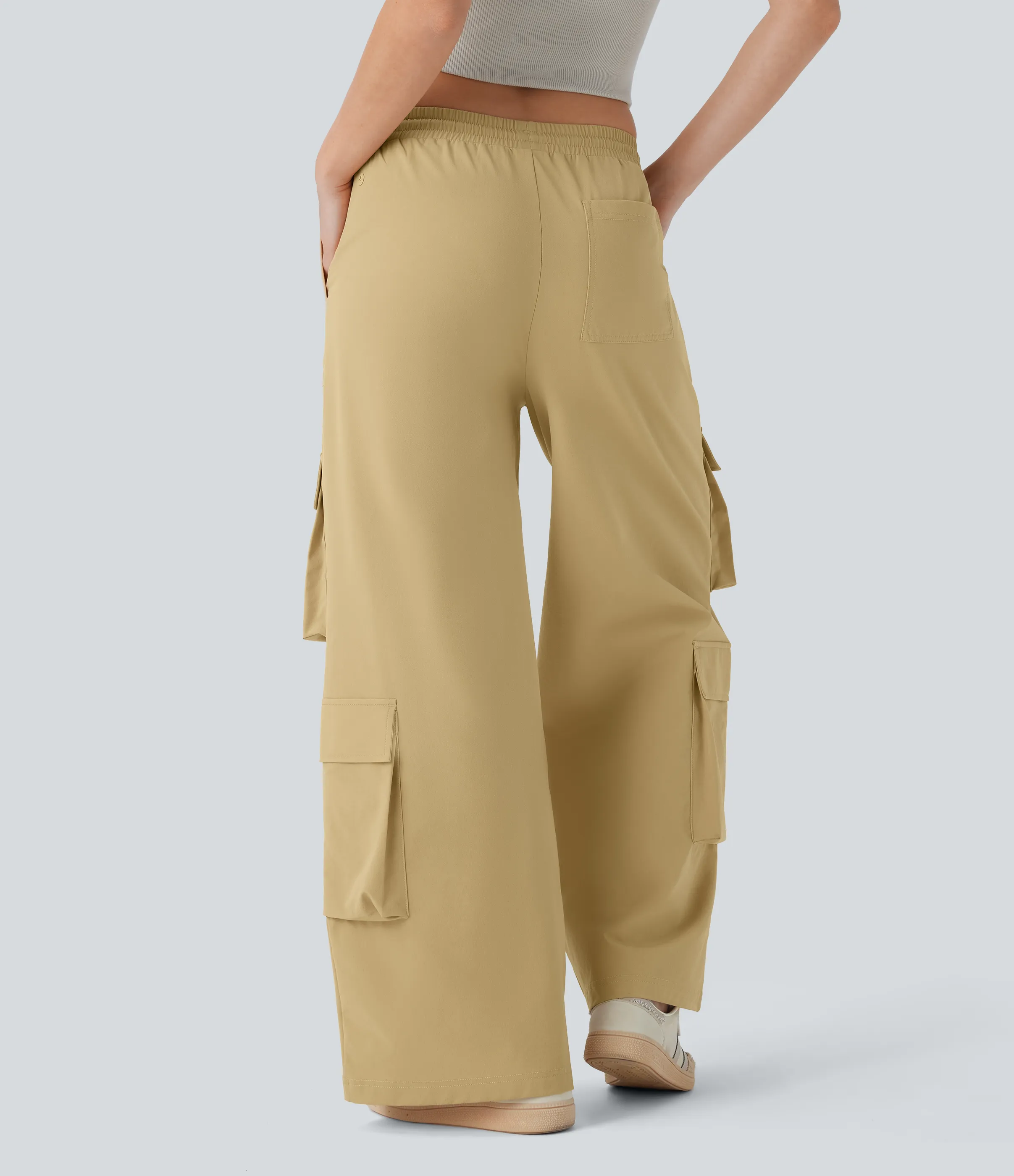 Halara Pantalón cargo tiro medio cordón múltiple bolsillo pierna ancha - Moonstone - L(regular) sold by Halara product image thumbnail 3