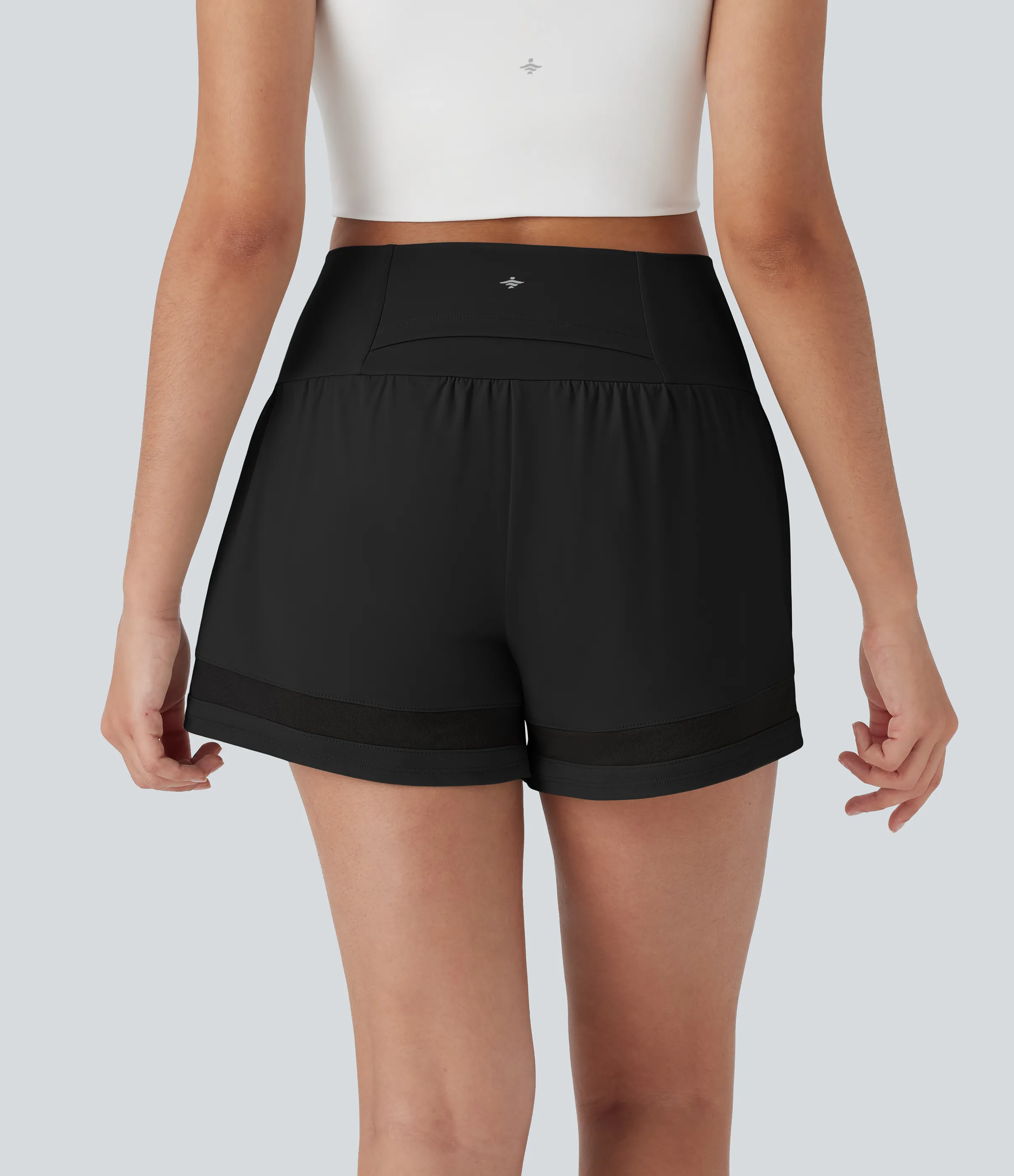 Halara Shorts de entrenamiento 2 en 1 Softlyzero™ Airy de tiro medio con contraste, bolsillos laterales y traseros de tacto fresco - Black - XS sold by Halara product image thumbnail 3