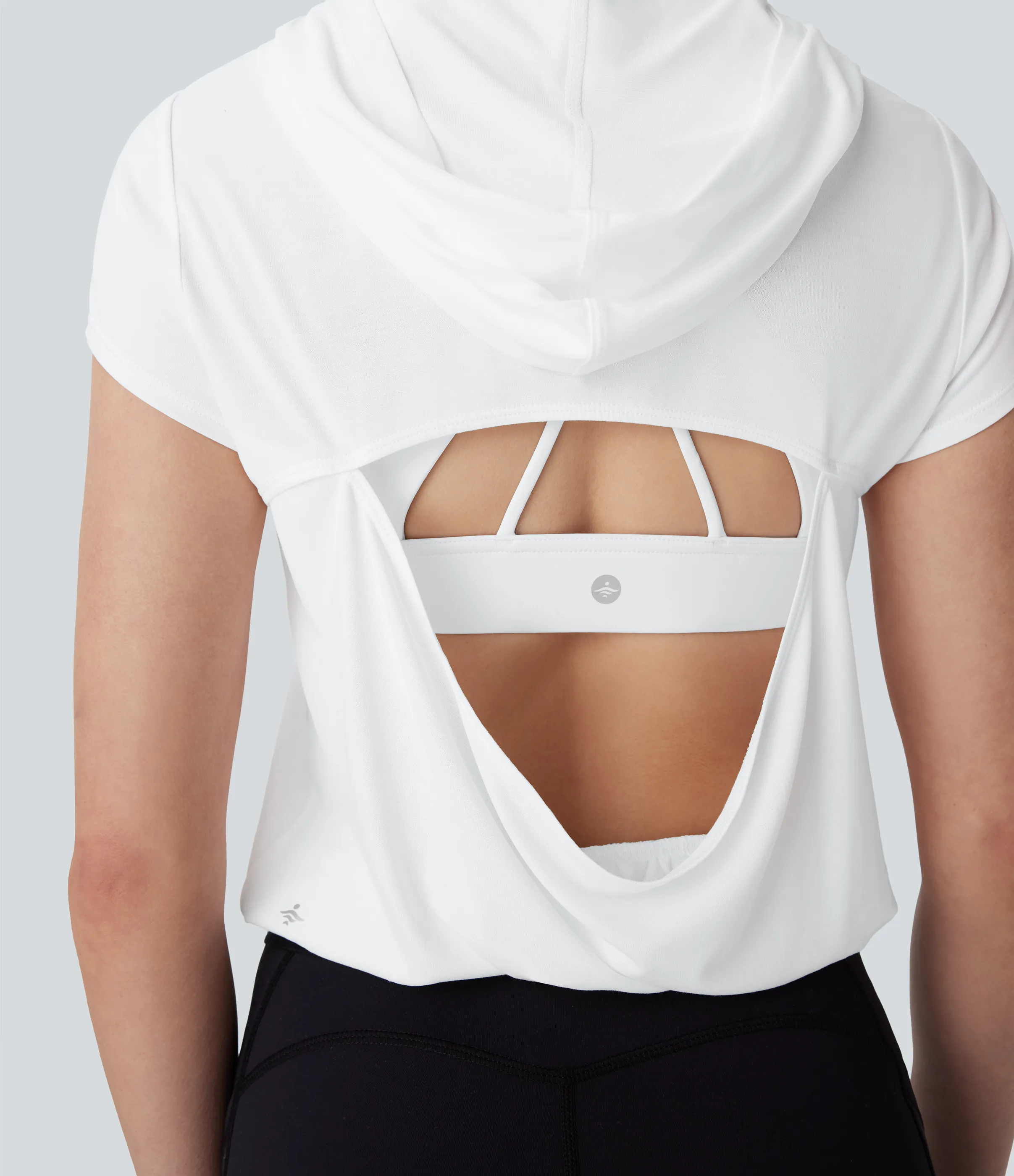 Halara Top deportivo de yoga con capucha y mangas cortas recortadas - White - S sold by Halara product image thumbnail 5