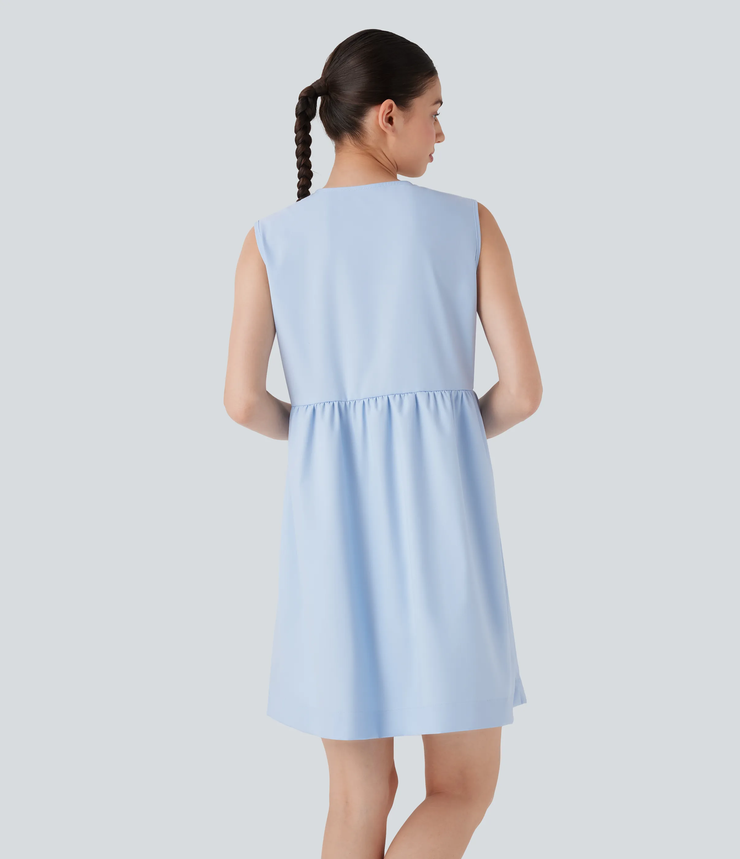 Halara Vestido mini casual sin mangas con lazo en la parte delantera - Wathet Blue - L sold by Halara product image thumbnail 3