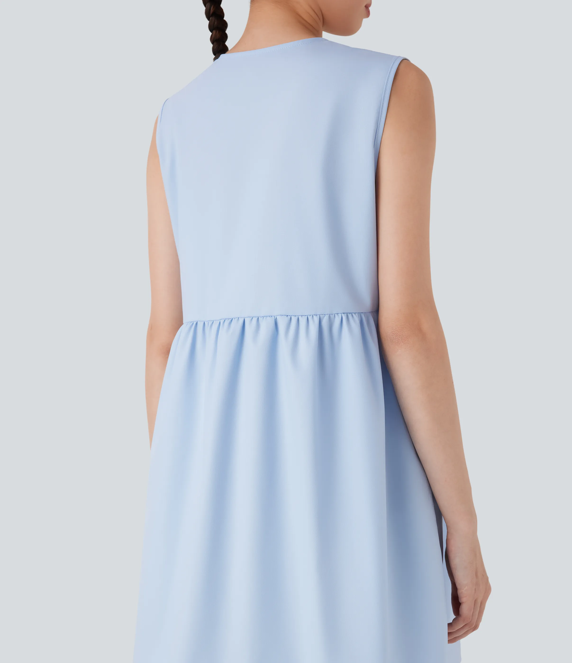 Halara Vestido mini casual sin mangas con lazo en la parte delantera - Wathet Blue - L sold by Halara product image thumbnail 5