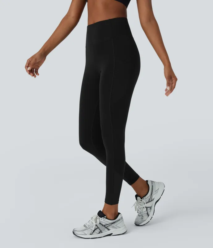 Halara Leggings yoga tiro alto bolsillo cruzado lateral malla contrastante 7/8 - Black - XS(7/8) sold by Halara