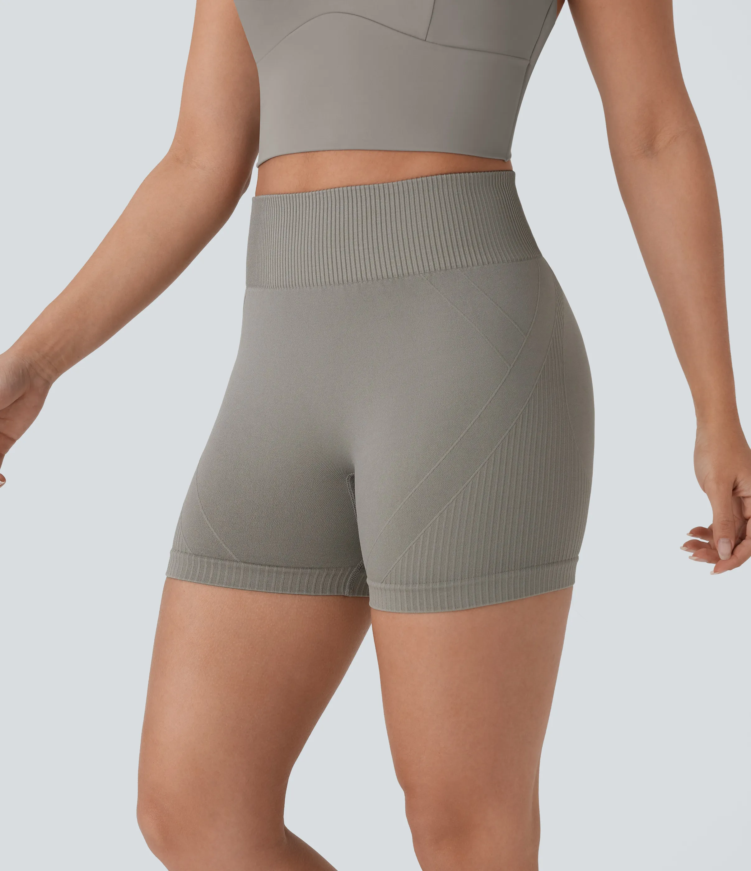 Halara Shorts de yoga tipo biker de tiro alto con fruncido sin costuras de 10,16cm - Silent Storm - M sold by Halara product image thumbnail 4