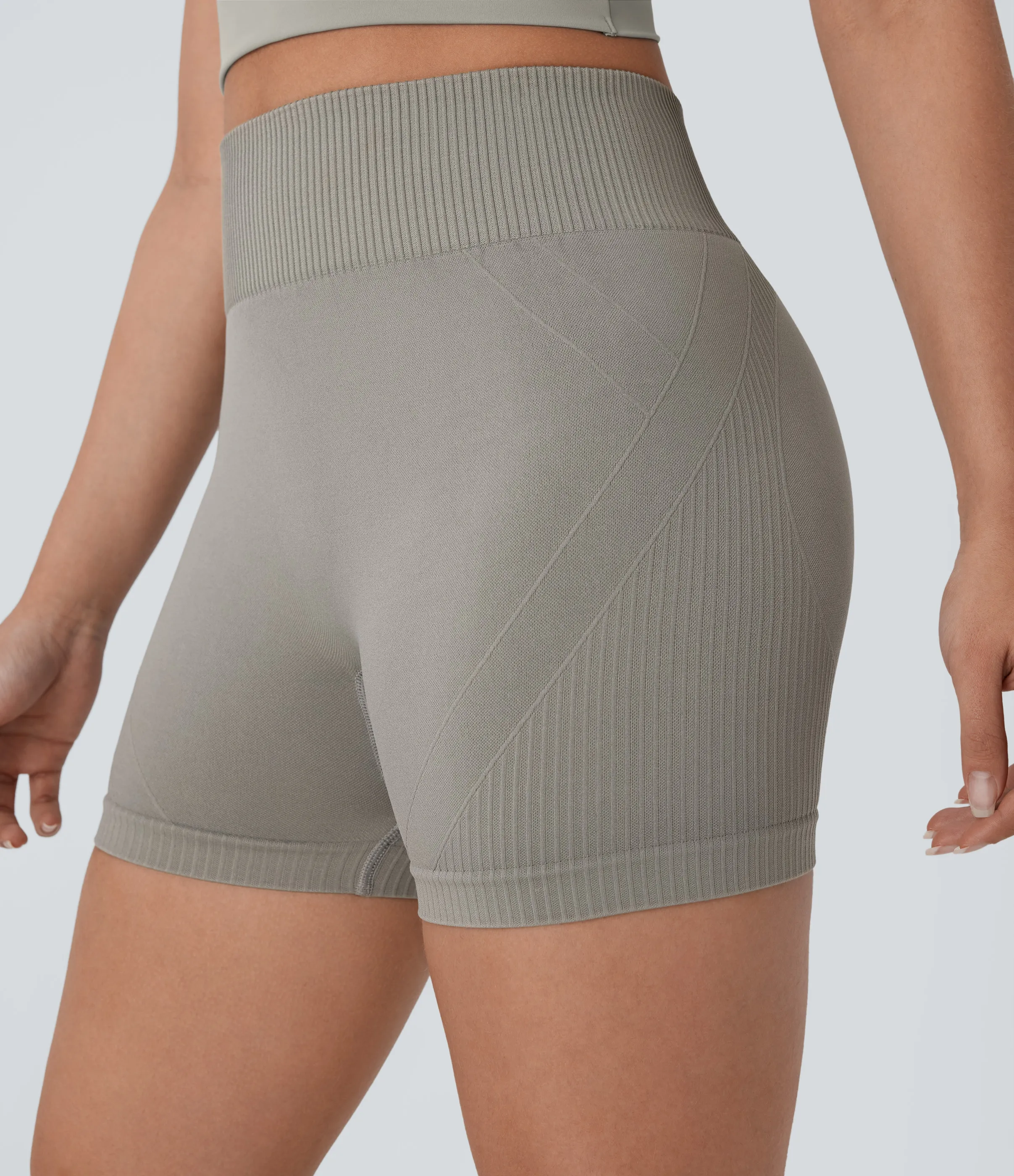 Halara Shorts de yoga tipo biker de tiro alto con fruncido sin costuras de 10,16cm - Silent Storm - M sold by Halara product image thumbnail 5