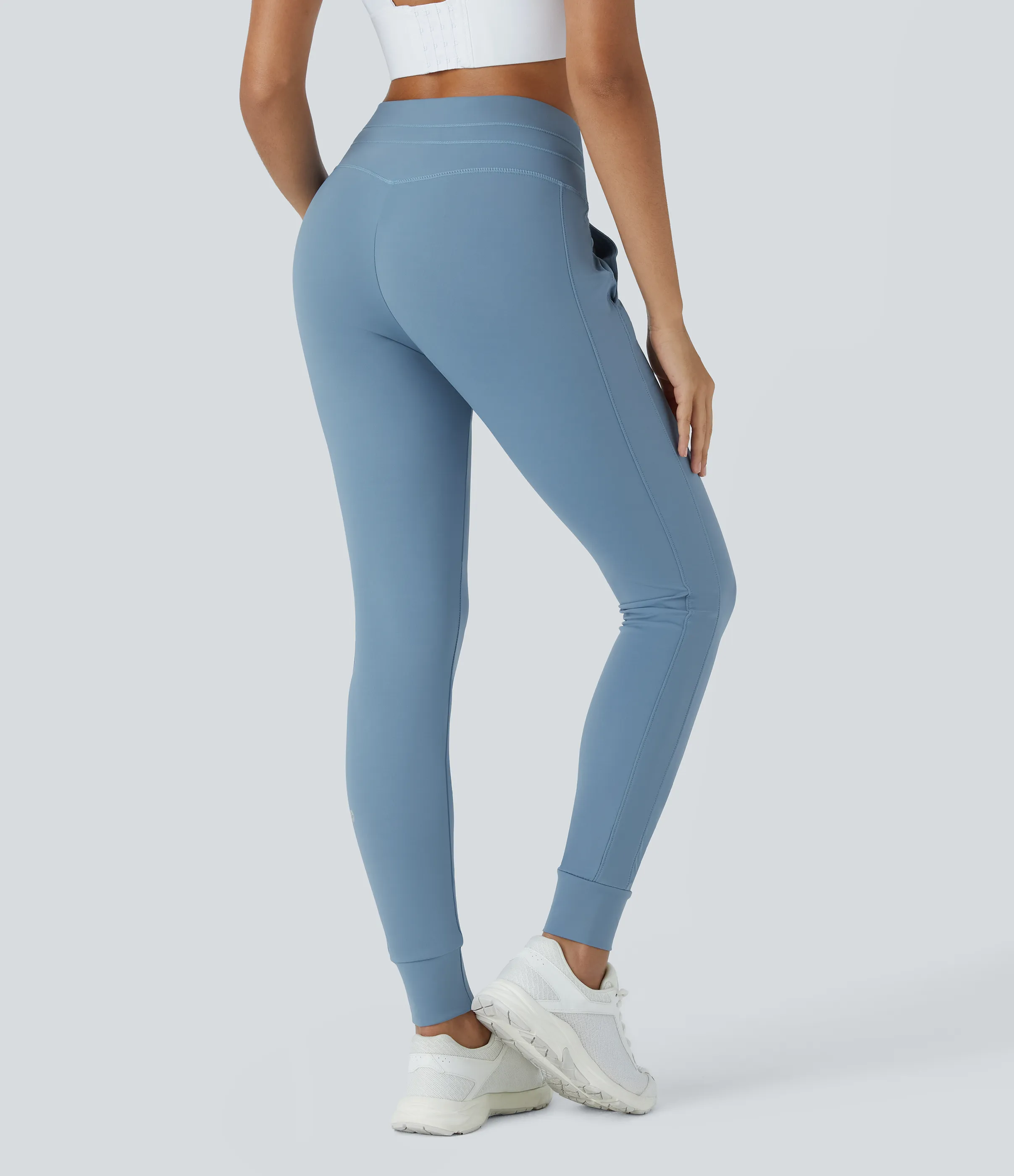 Halara Joggers Softlyzero™ Plush liso largo completo bolsillo lateral cordón tiro alto - Grey Blue - S(petite) sold by Halara product image thumbnail 3