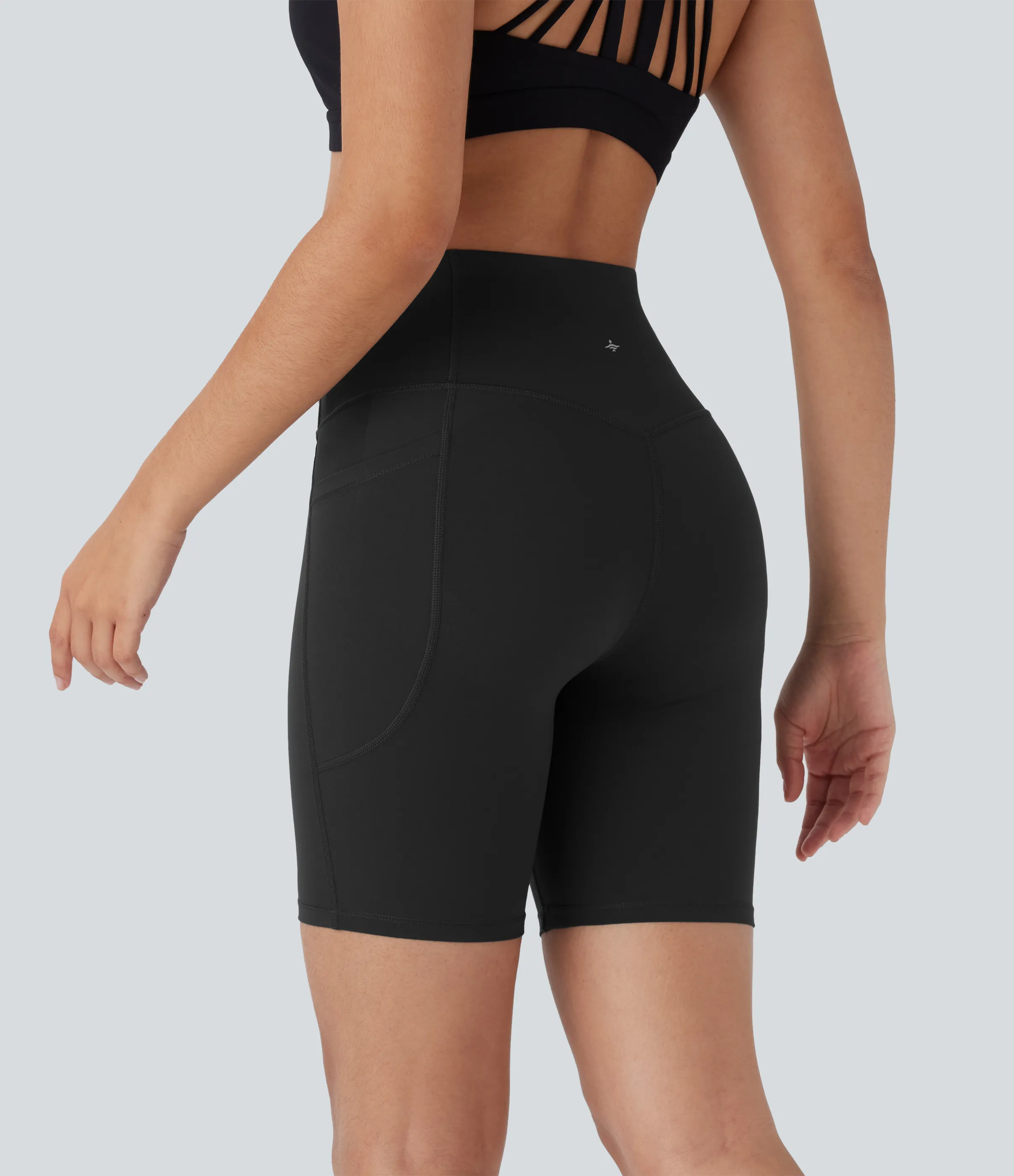 Halara Pantalón corto Halara UltraSculpt™ SoCinched ciclista tiro alto control abdomen realce glúteo bolsillo lateral moldeador 17.5cm - Black - L sold by Halara product image thumbnail 3
