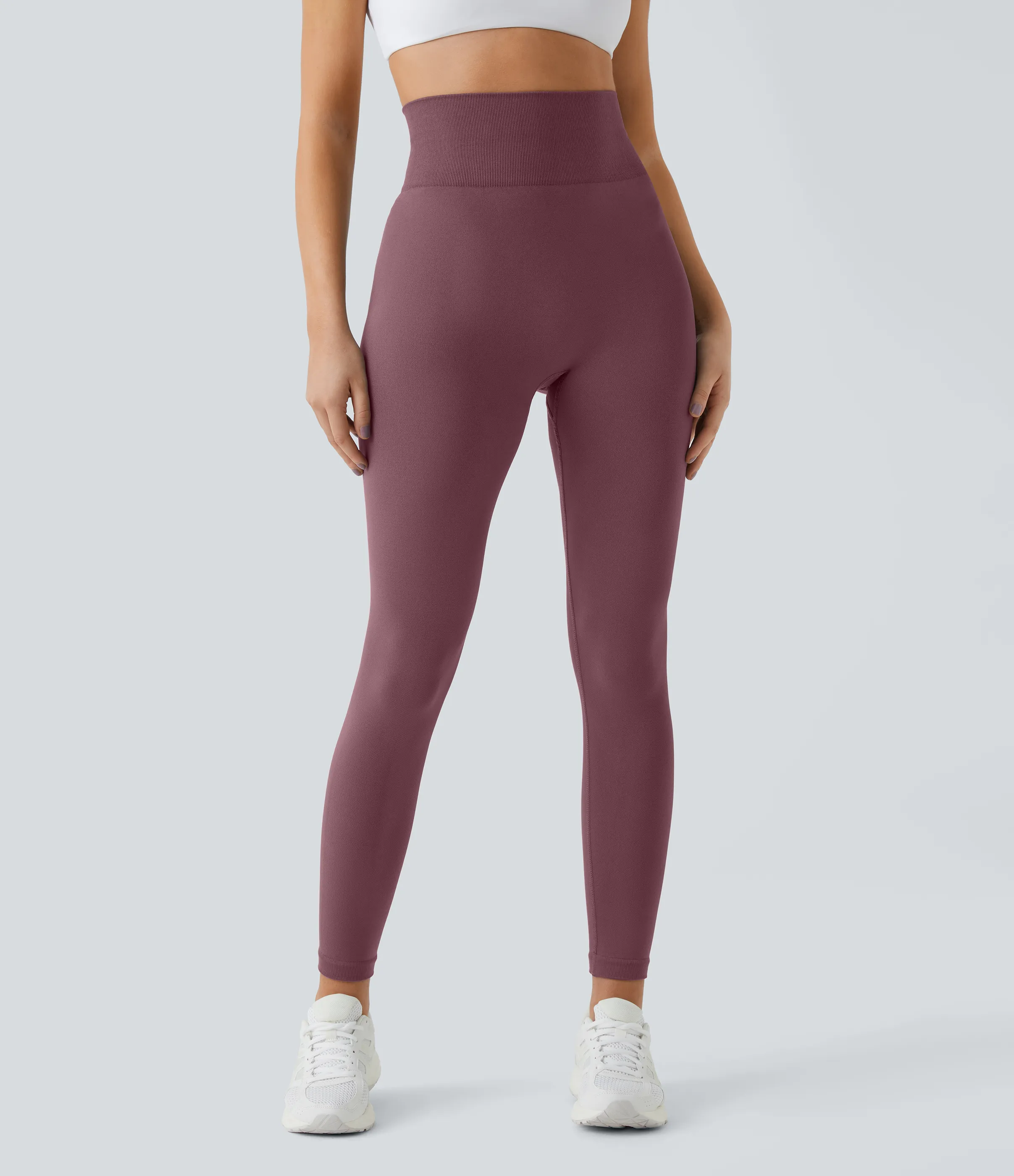 Halara Leggings levantamiento glúteos liso tiro alto flujo sin costura - Red Mahogany - L(7/8) sold by Halara product image thumbnail 3