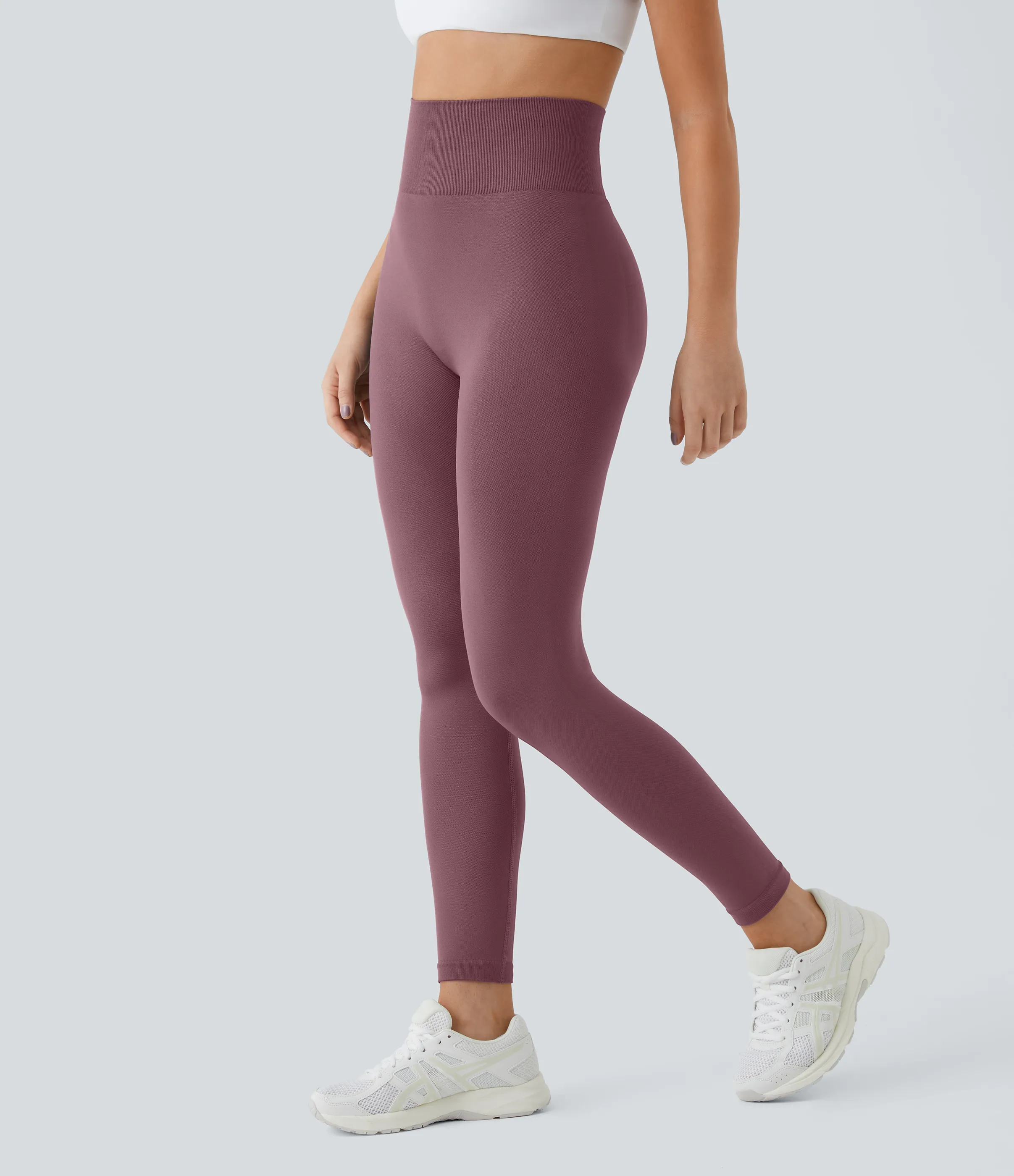Halara Leggings levantamiento glúteos liso tiro alto flujo sin costura - Red Mahogany - L(7/8) sold by Halara product image thumbnail 4