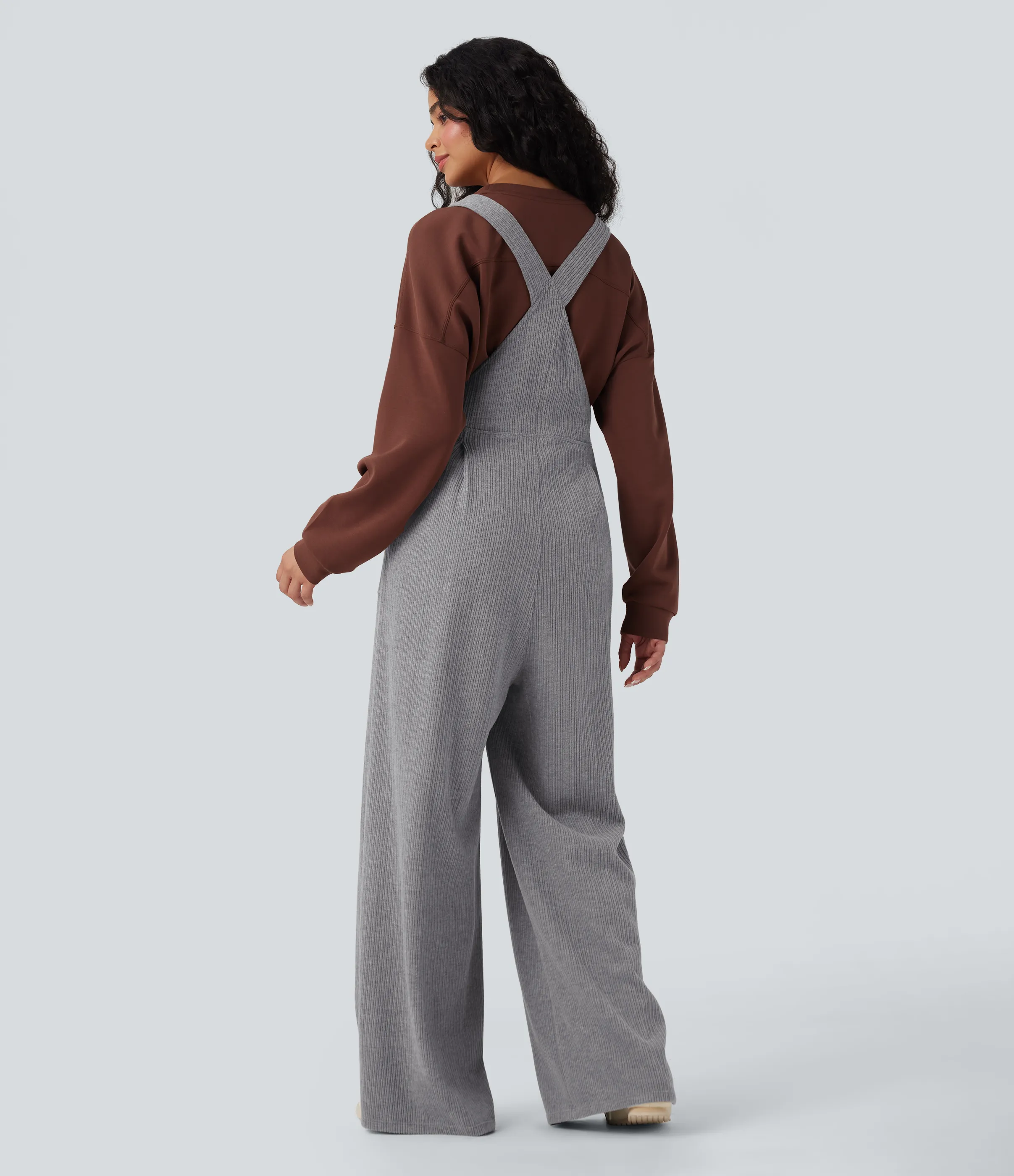 Halara Jumpsuit casual ancho y acanalado con bolsillos - Mockingbird - XL(regular) sold by Halara product image thumbnail 3