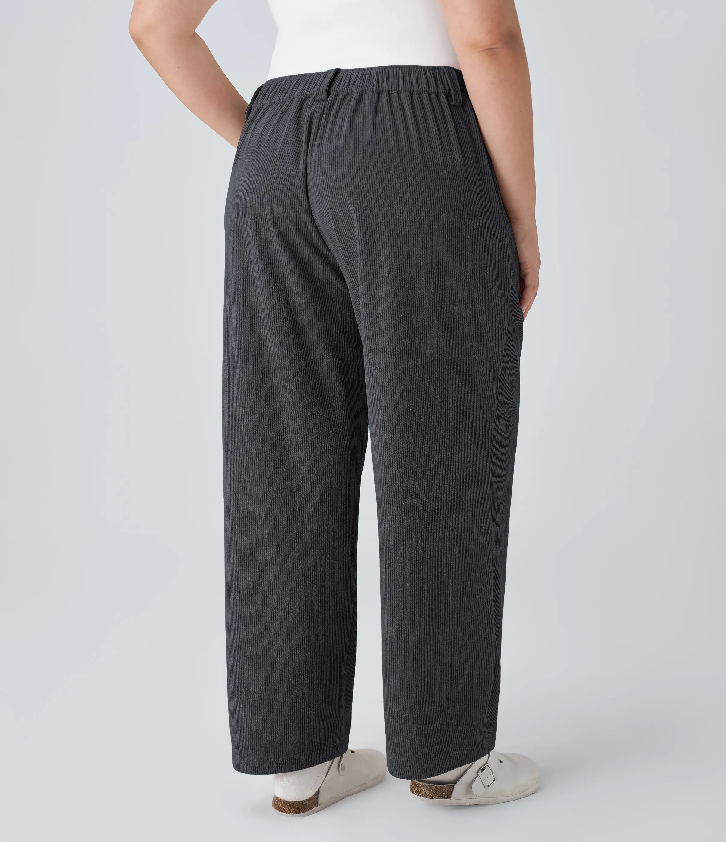 Halara Pantalones pana talla grande bolsillo lateral cremallera botón tiro medio - Nine Iron - 2X sold by Halara product image thumbnail 3