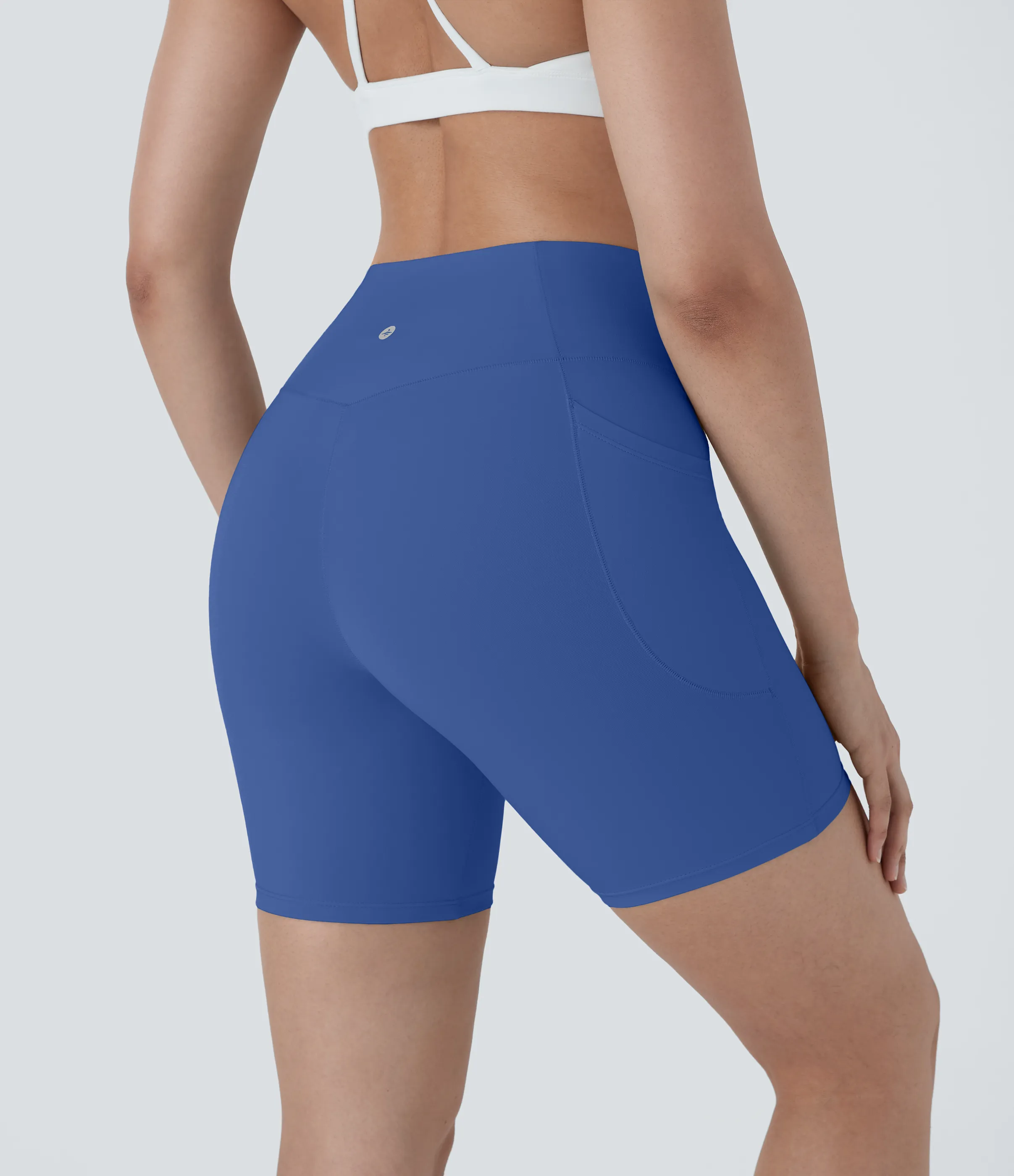 Halara Pantalón corto Softlyzero™ ciclista yoga bolsillo lateral cruzado tiro alto 17.5cm - Beaucoup Blue - L sold by Halara product image thumbnail 3