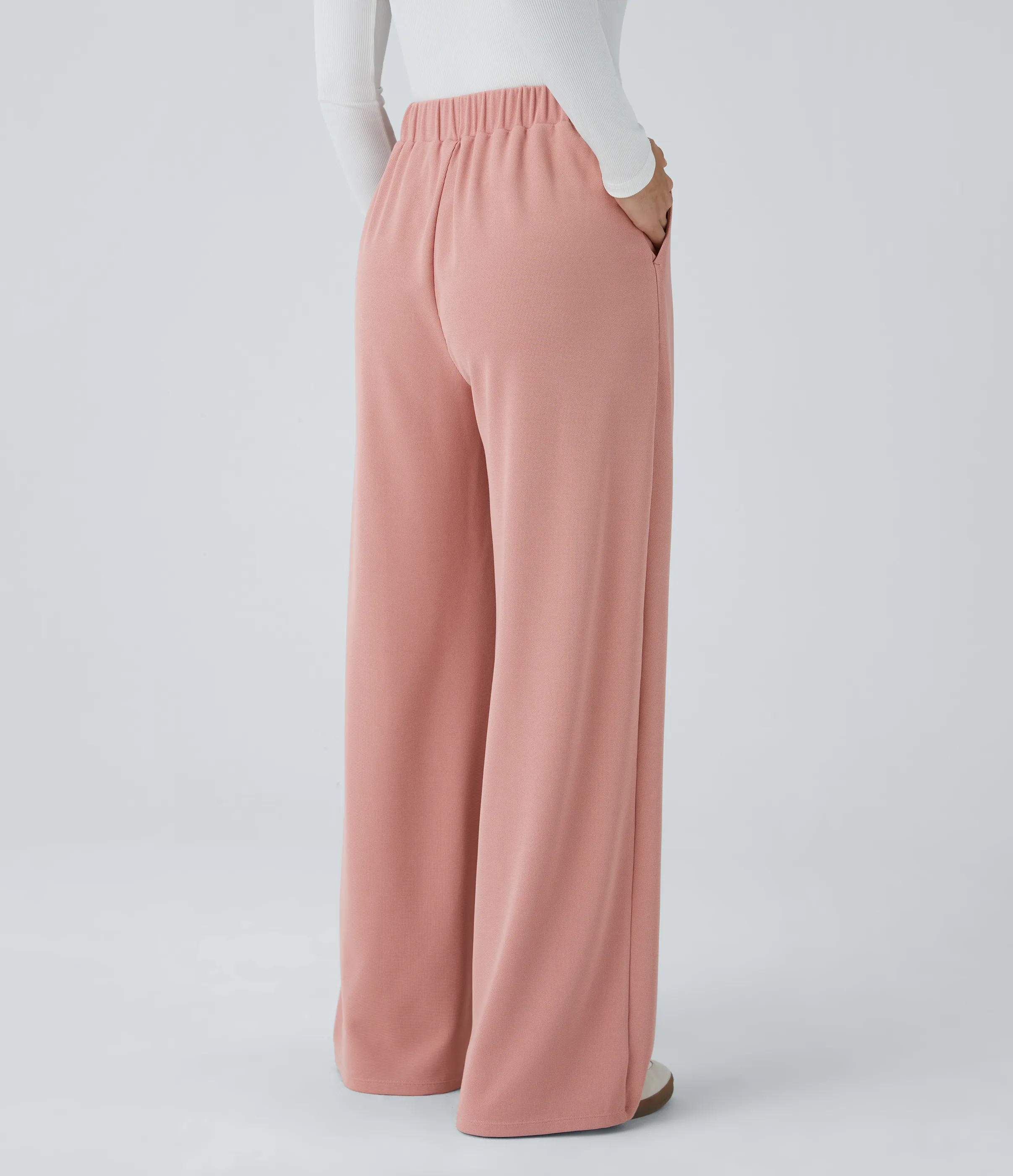 Halara Pantalón tiro alto botón bolsillo lateral plisado pierna ancha - Rose Tan - S(regular) sold by Halara product image thumbnail 3