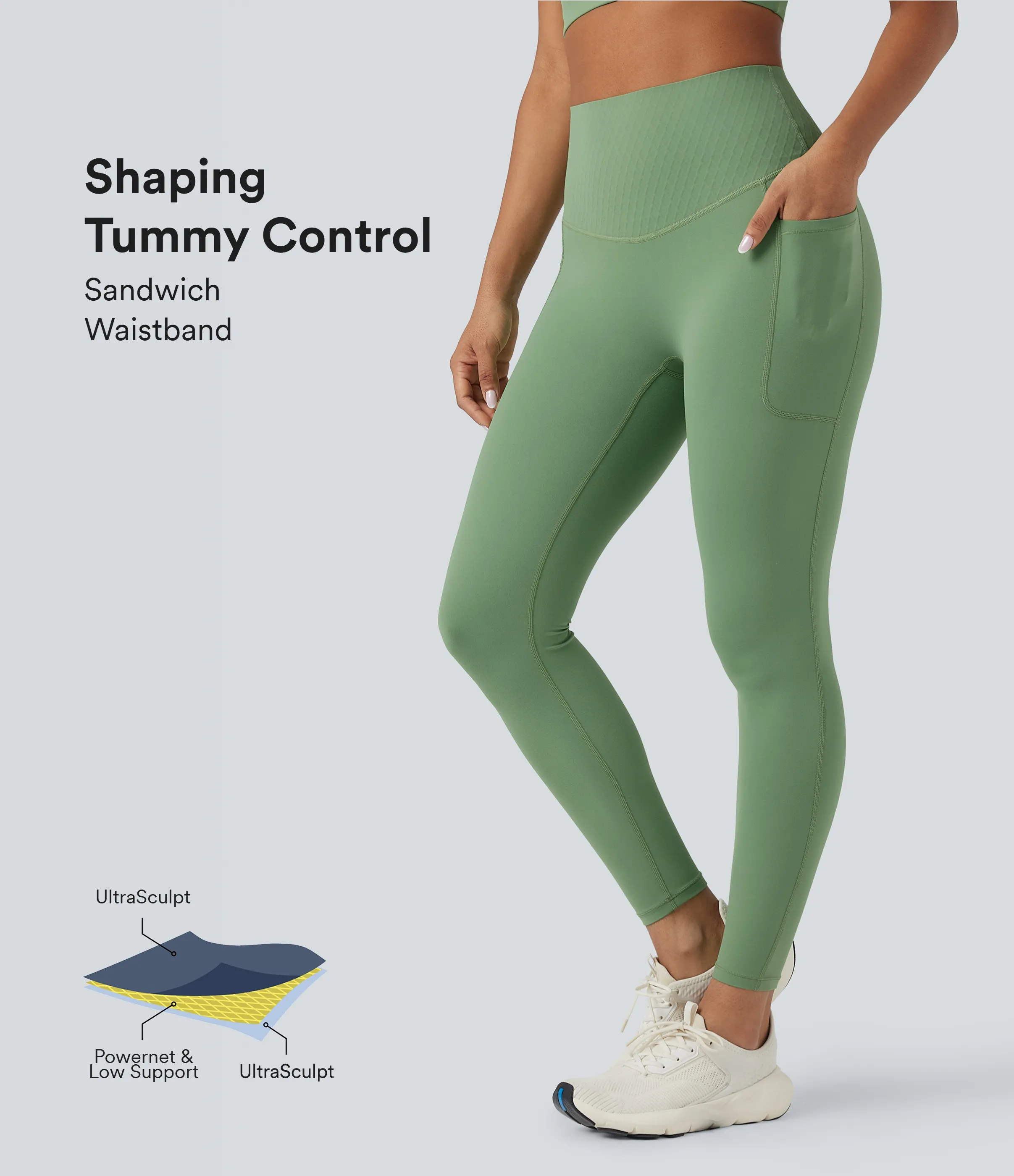 Halara Leggings de yoga Halara UltraSculpt™ moldeadores de tiro alto con control de abdomen en largo 7/8 y bolsillos - Kashmir - XL(7/8) sold by Halara