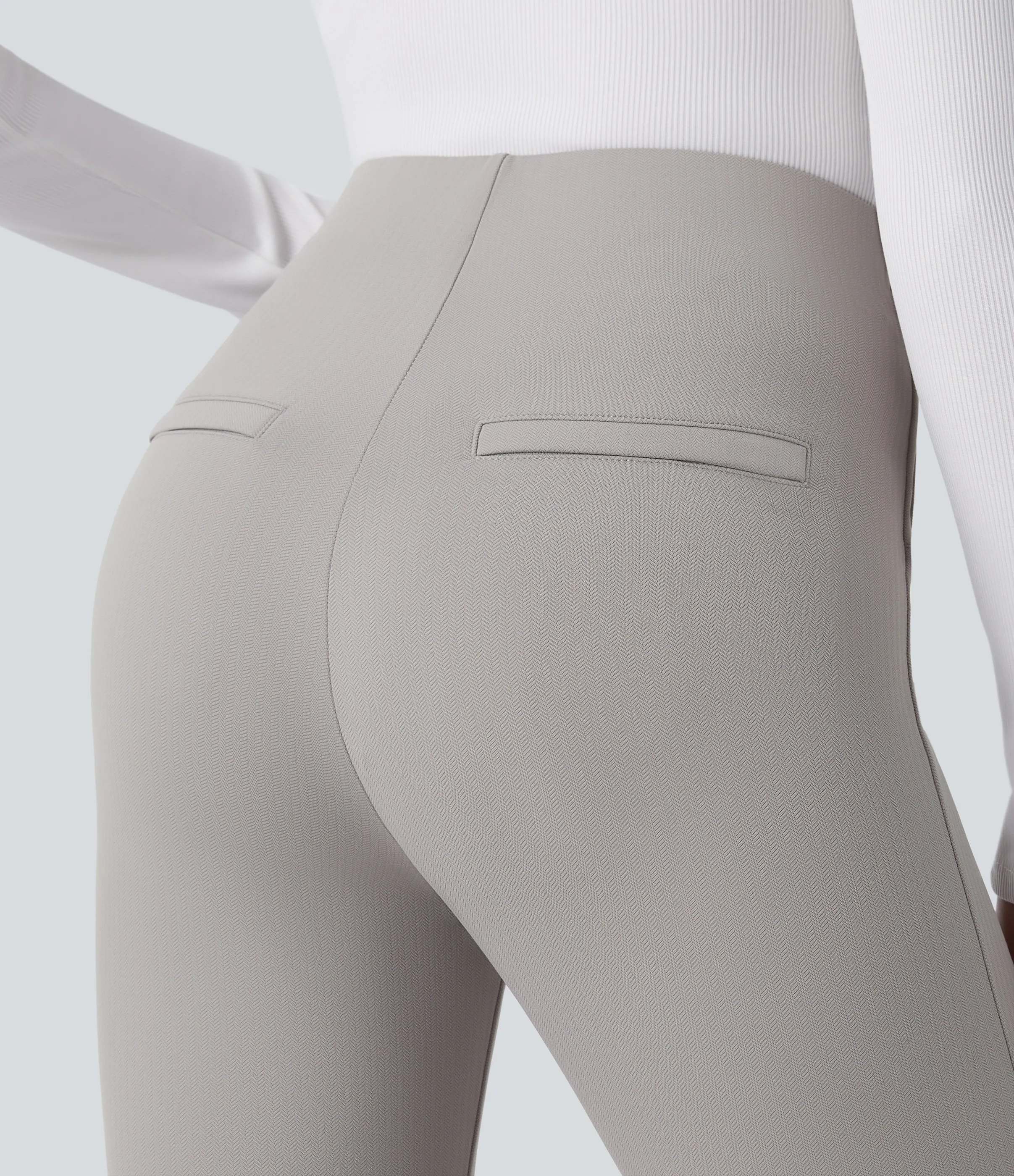 Halara Leggings SoCinched oficina espiga botón decorativo posterior control abdomen tiro alto - Mink Ash - L(7/8) sold by Halara product image thumbnail 5