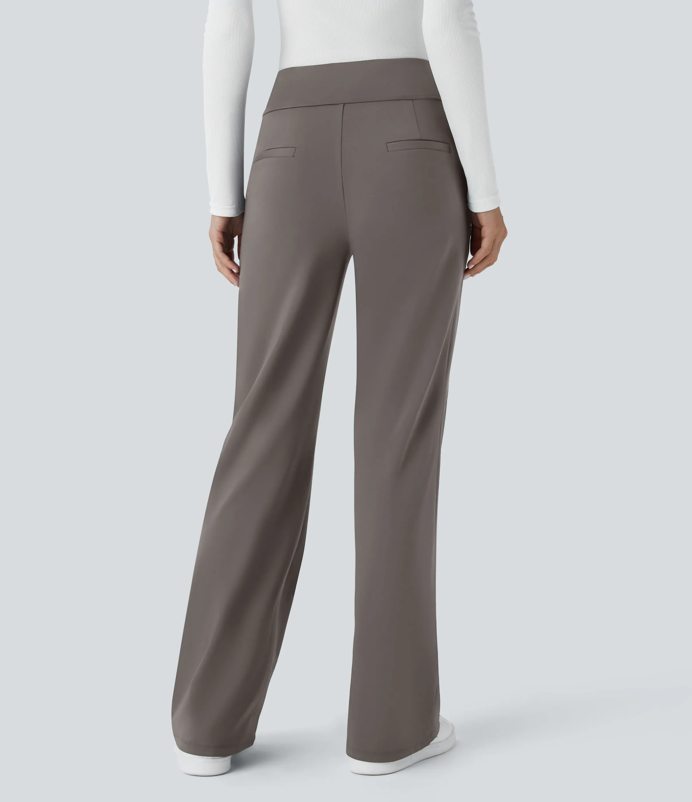 Halara Pantalón oficina acampanado bolsillo lateral tiro alto - Deep Red Grey - XS(petite) sold by Halara product image thumbnail 3