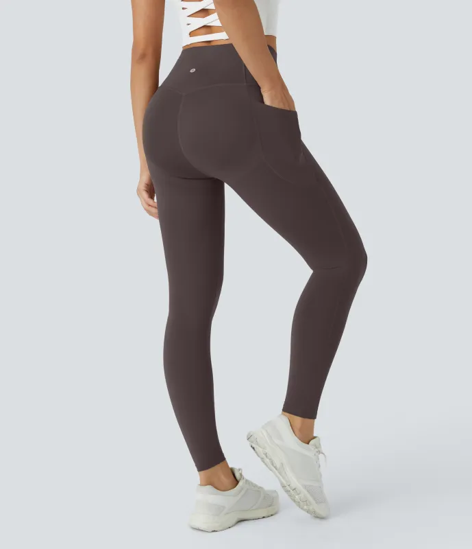 Halara Leggings SoCinched UltraSculpt tiro alto realce glúteos control abdomen bolsillo lateral moldeador - Hazelnut Black - M(full_length) sold by Halara