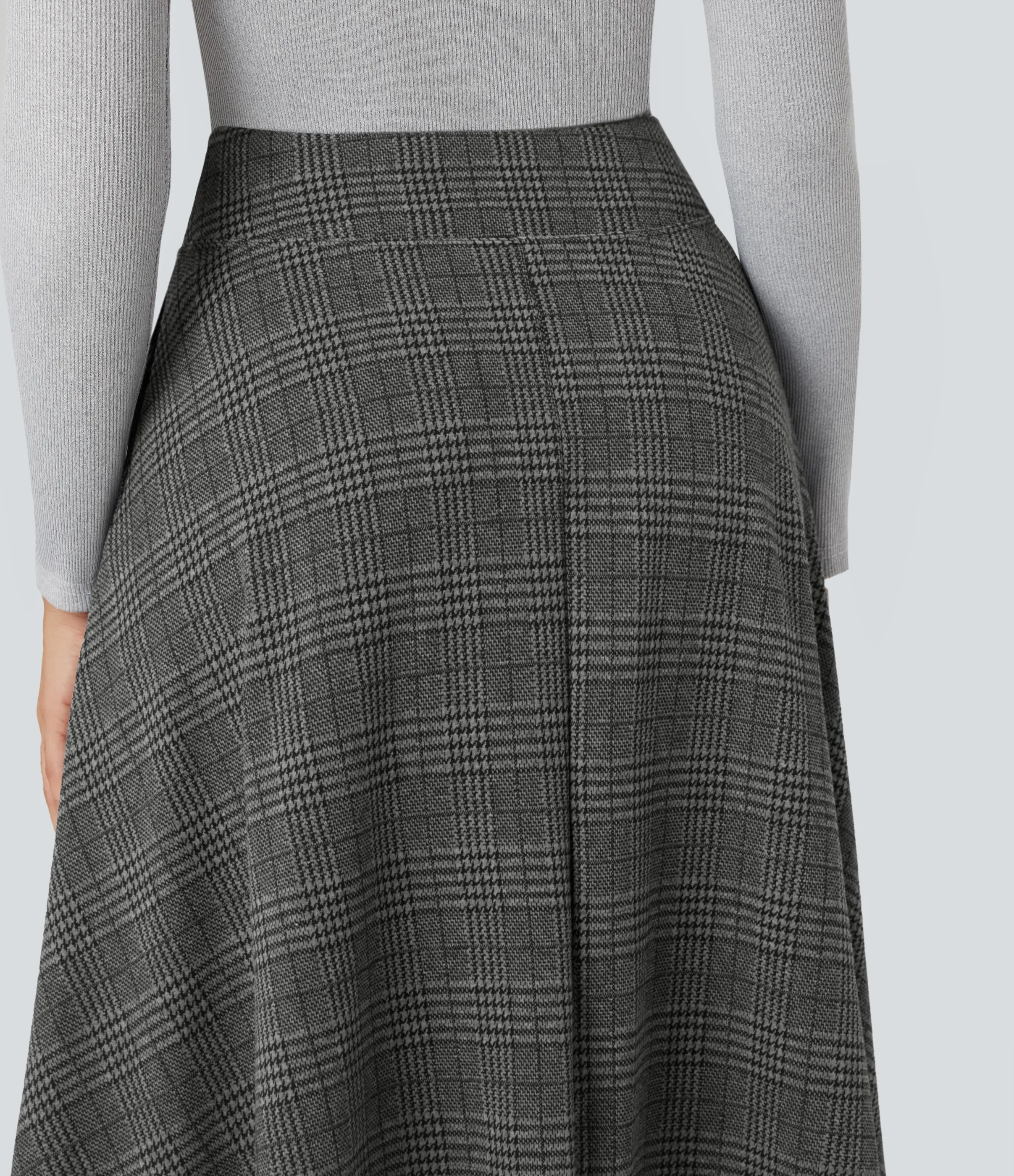 Halara Falda de oficina larga de pata de gallo con tiro alto y bolsillos - Dark Gray Plaid - XL(regular) sold by Halara product image thumbnail 5