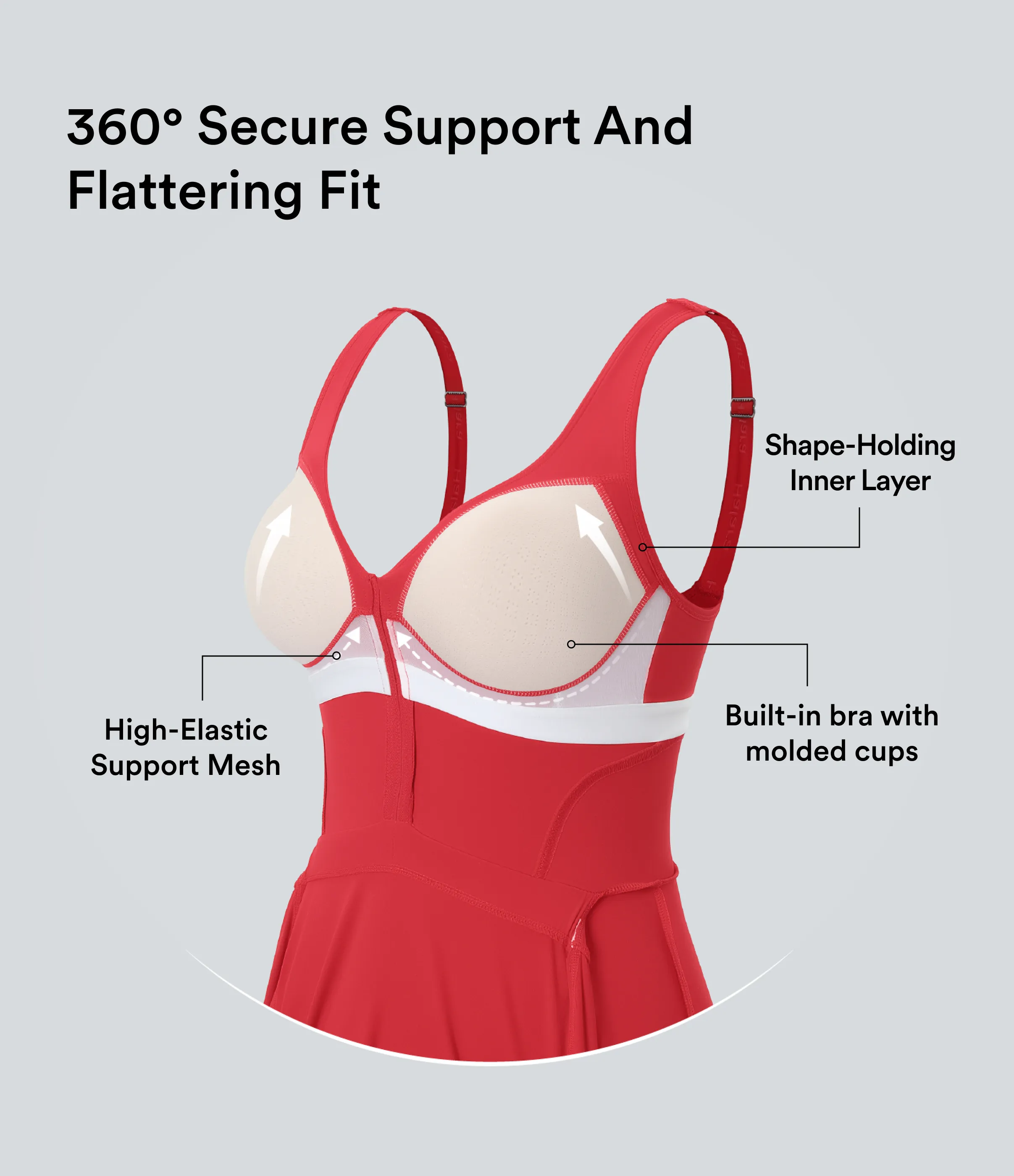 Halara Vestido deportivo SoftlyZero™ Plush afelpado 2 en 2 con push-up, copas moldeadas, cierre con cremallera, bolsillos, Easy Peezy Edition en copas D-F - Tomato - M sold by Halara product image thumbnail 3