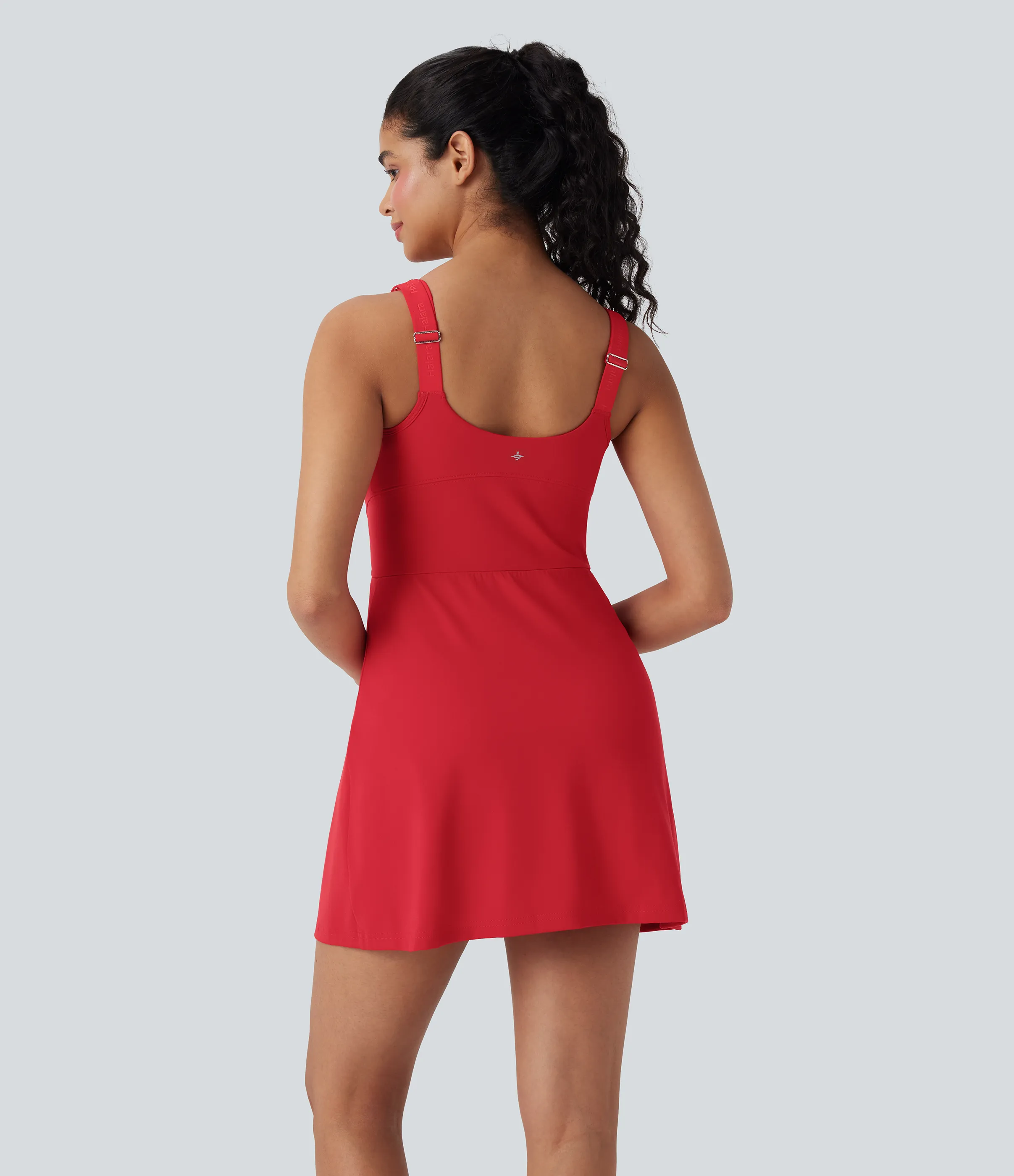 Halara Vestido deportivo SoftlyZero™ Plush afelpado 2 en 2 con push-up, copas moldeadas, cierre con cremallera, bolsillos, Easy Peezy Edition en copas D-F - Tomato - M sold by Halara product image thumbnail 4