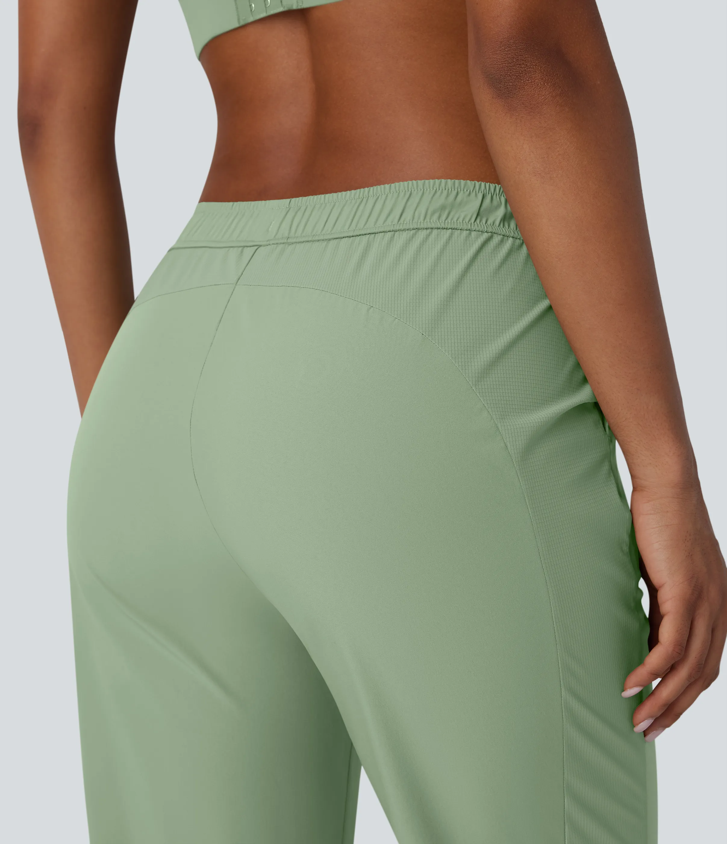 Halara Pantalón entrenamiento tiro medio bolsillo lateral cordón ajustable - Smoke Green - M(regular) sold by Halara product image thumbnail 5