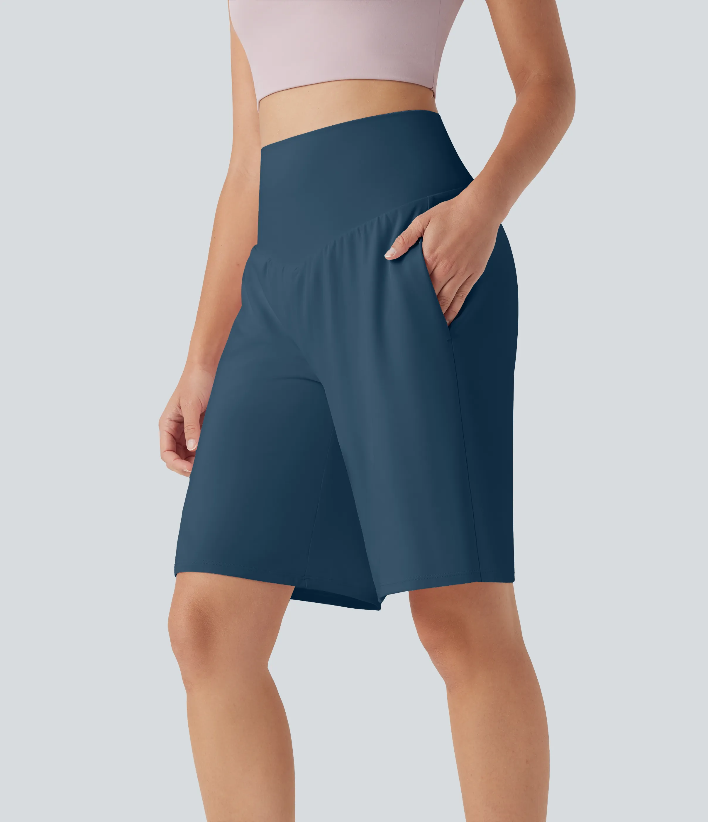 Halara Bermudas Softlyzero™ Airy yoga tiro alto múltiple bolsillo tacto fresco - Majolica Blue - M sold by Halara product image thumbnail 4