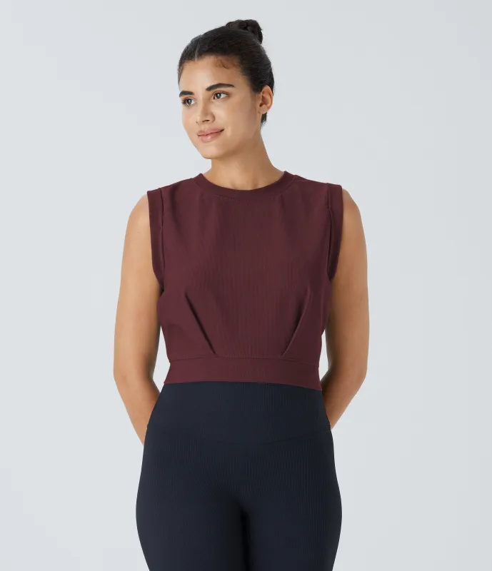 Halara Camiseta Patitoff™ Flow sin mangas yoga cuello redondo resistente pelo mascota sin mangas - Tawny Port - XS sold by Halara