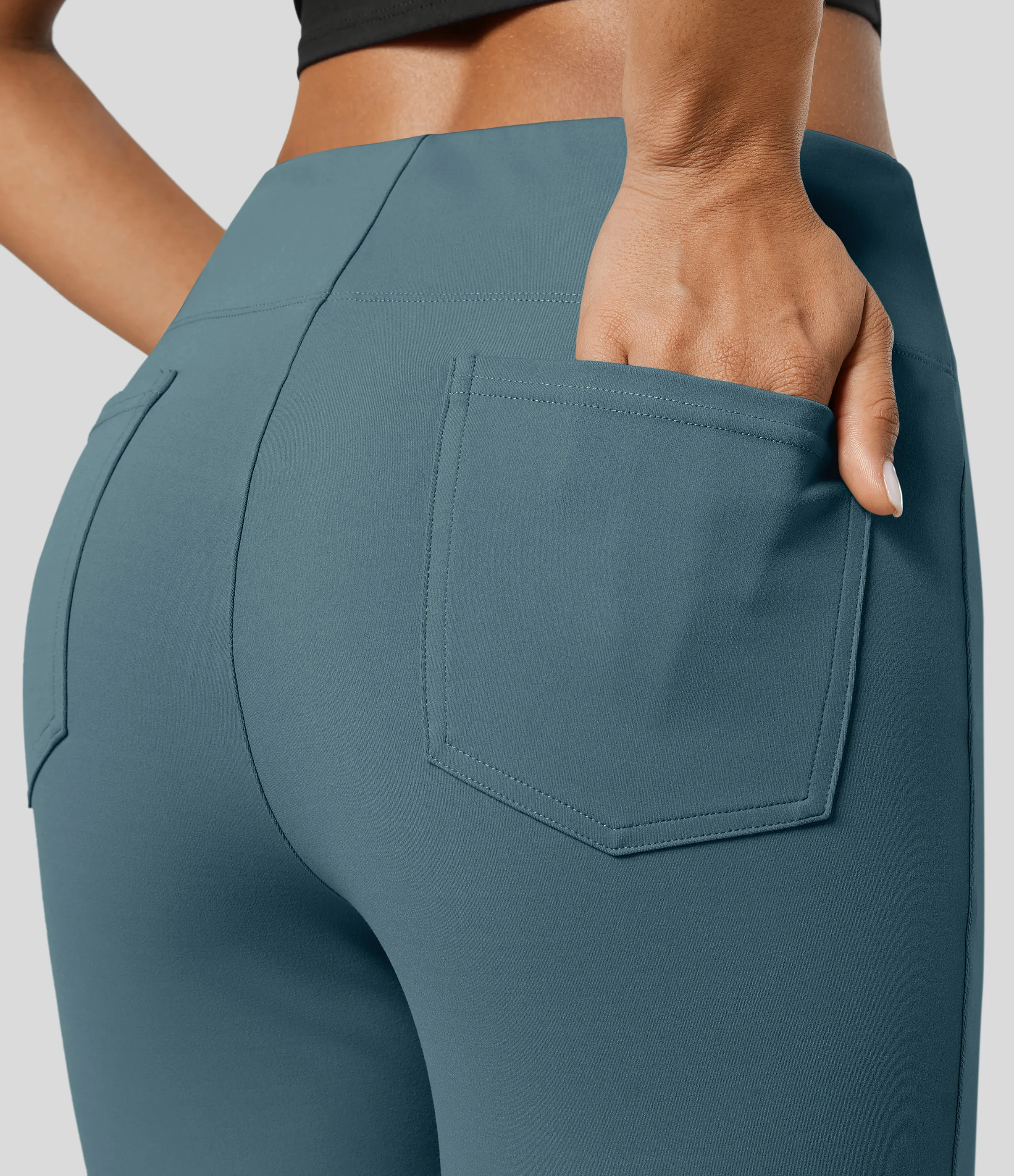 Halara Pantalón Halara Flex™ oficina tiro alto bolsillo trasero ligero acampanado - Nighttime Blue - XL(regular) sold by Halara product image thumbnail 5