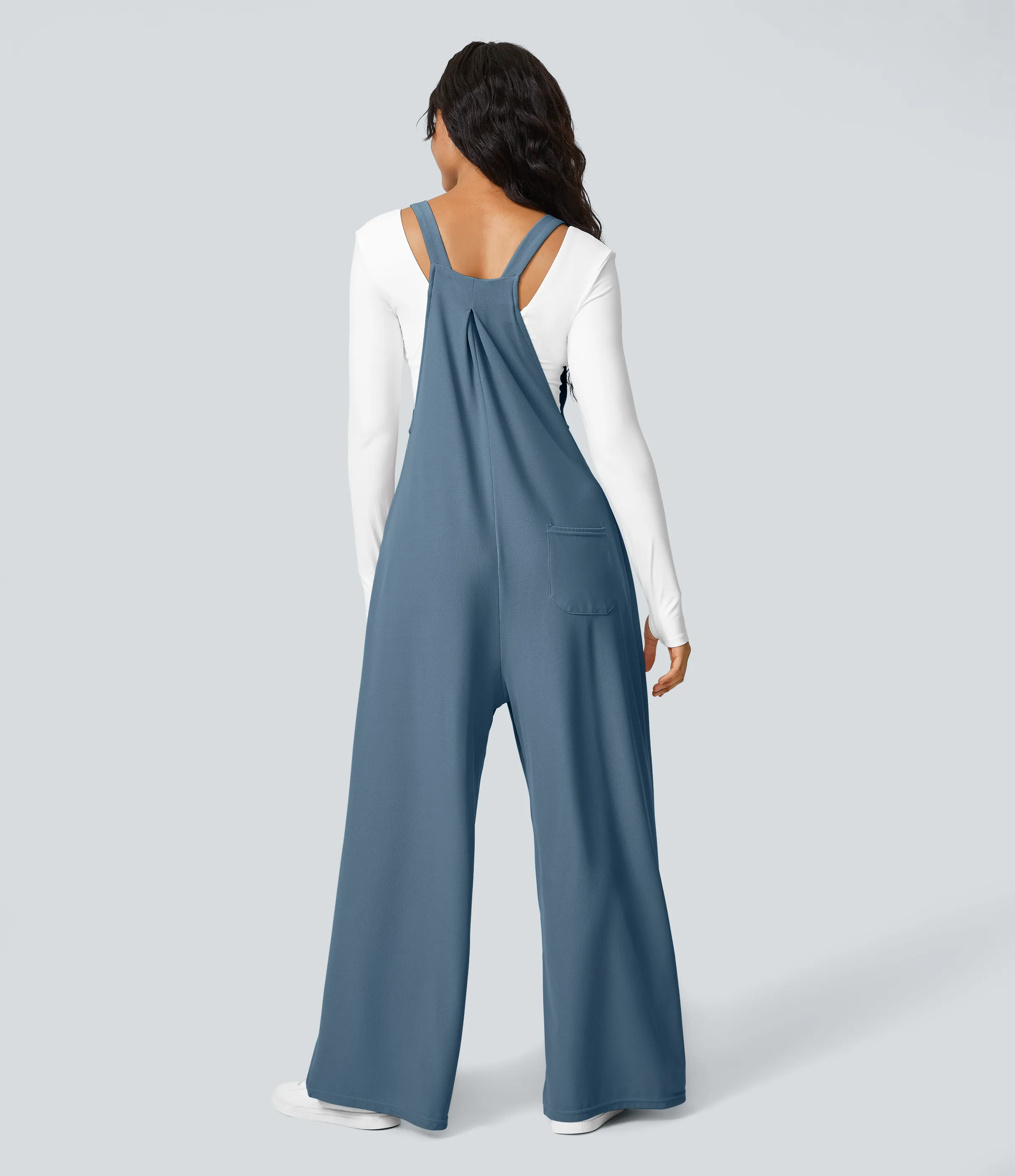 Halara Overol botón correa ajustable bolsillo múltiple gofre plisado - Mountain Spring - XS(tall) sold by Halara product image thumbnail 4