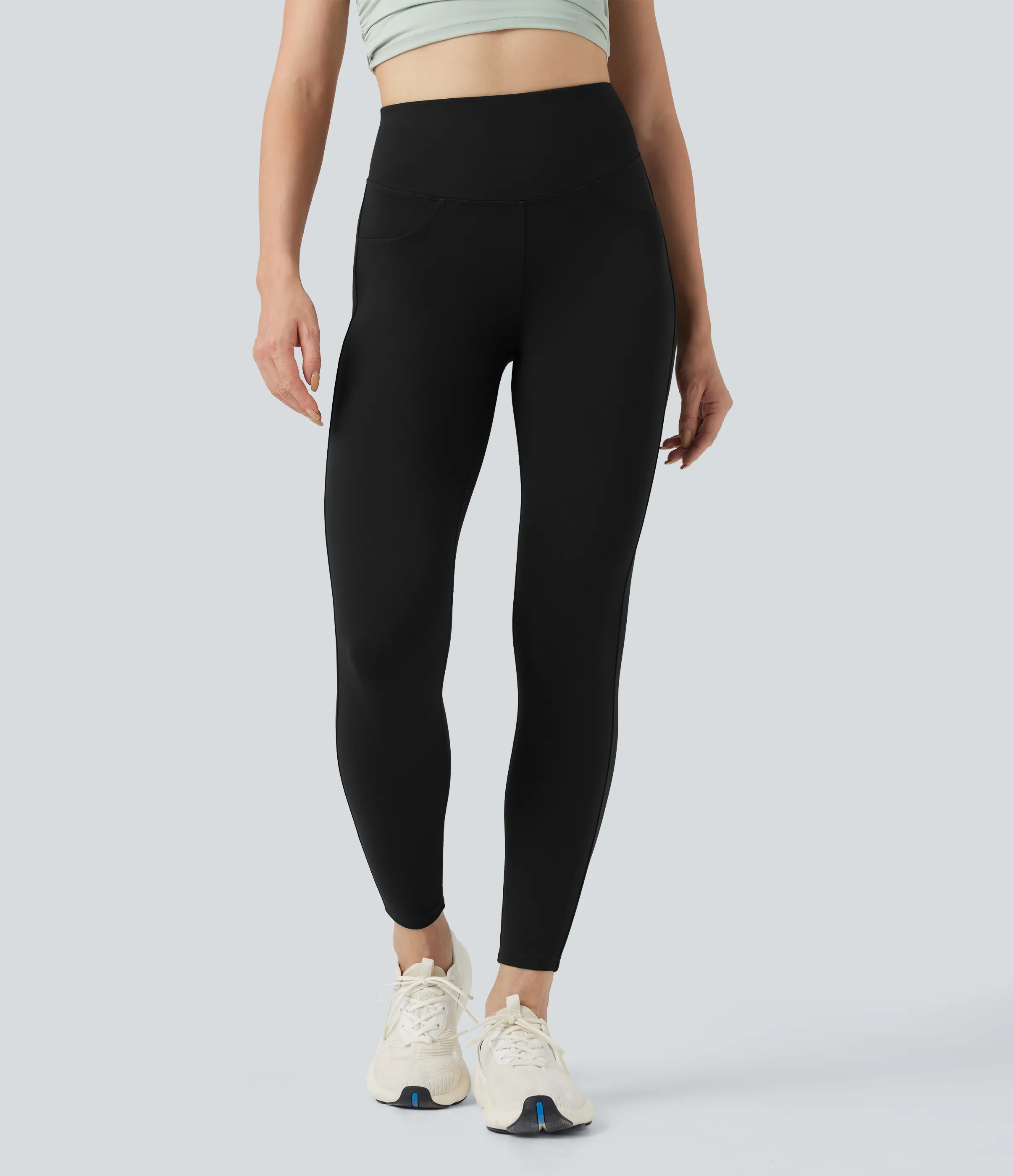 Halara Leggings de yoga de tiro alto y fruncido de 7/8 con bolsillos - Black - XS(7/8) sold by Halara product image thumbnail 3