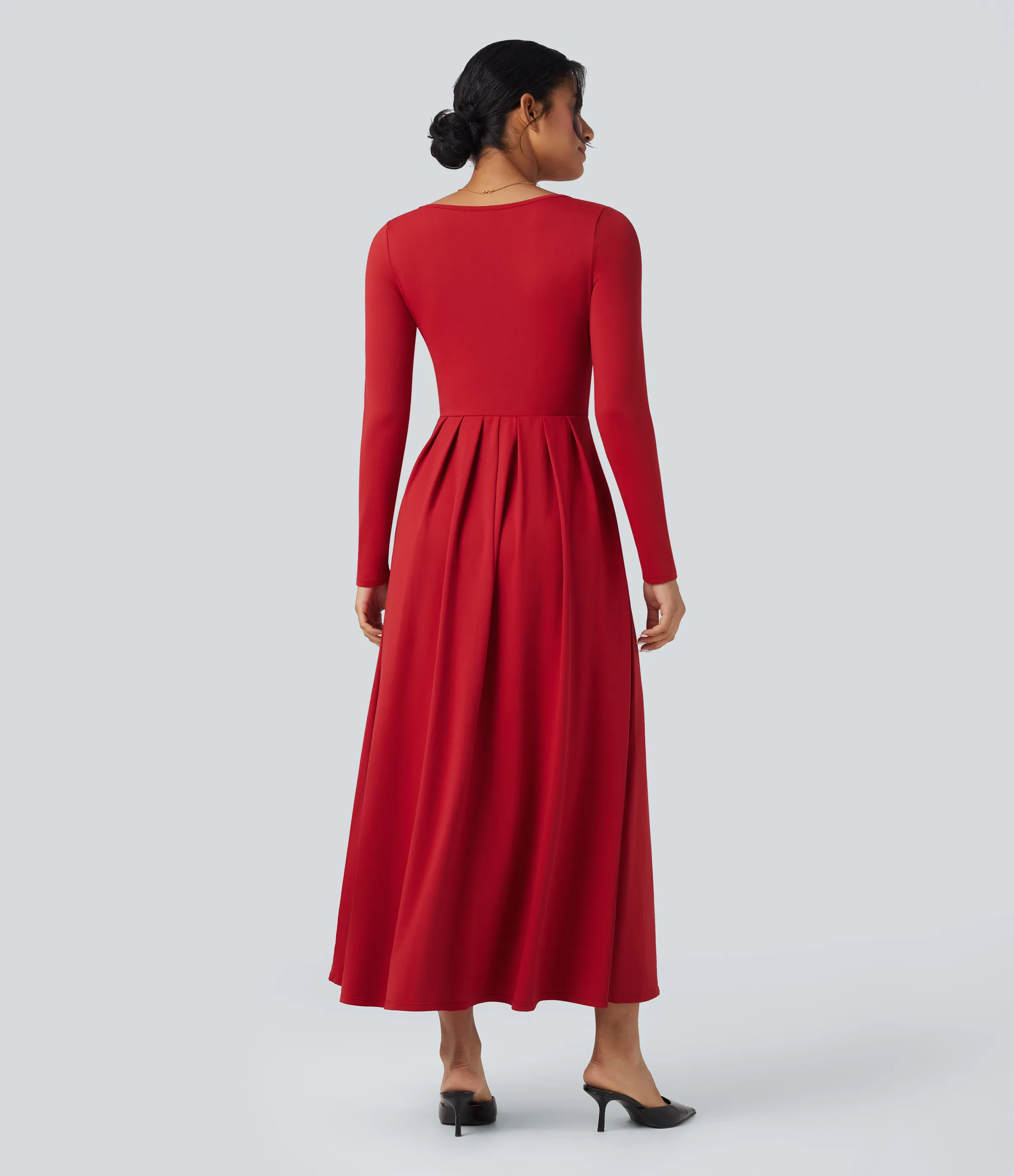 Halara Vestido largo maxi casual de manga larga y cuello redondo con bolsillos - Emboldened - L sold by Halara product image thumbnail 3