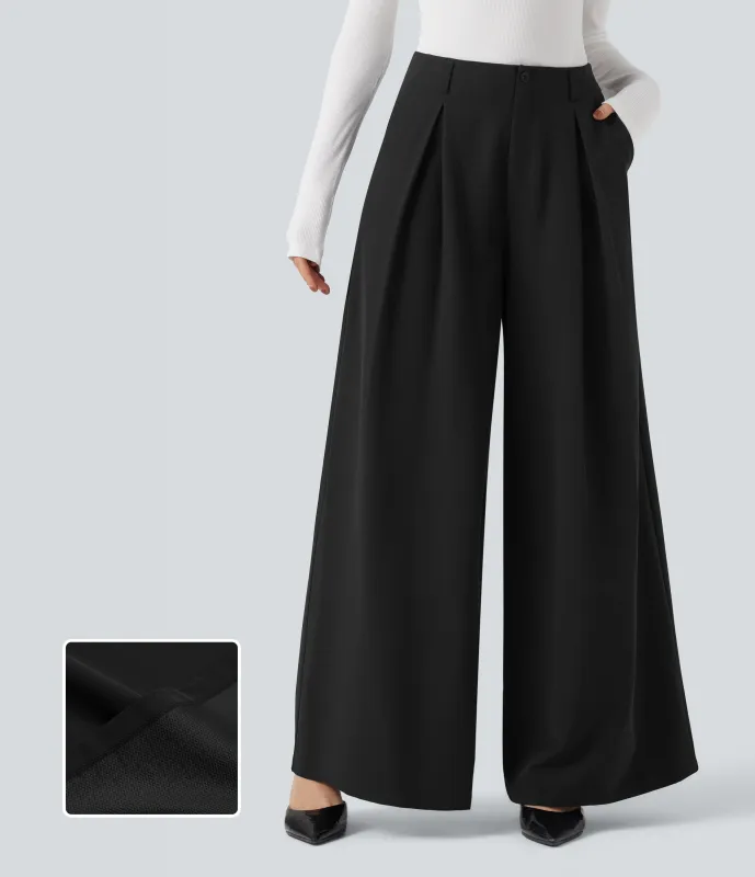 Halara Pantalones holgados de oficina de tiro alto y secado rápido con bolsillos - UPF 40+ - Black - M(regular) sold by Halara