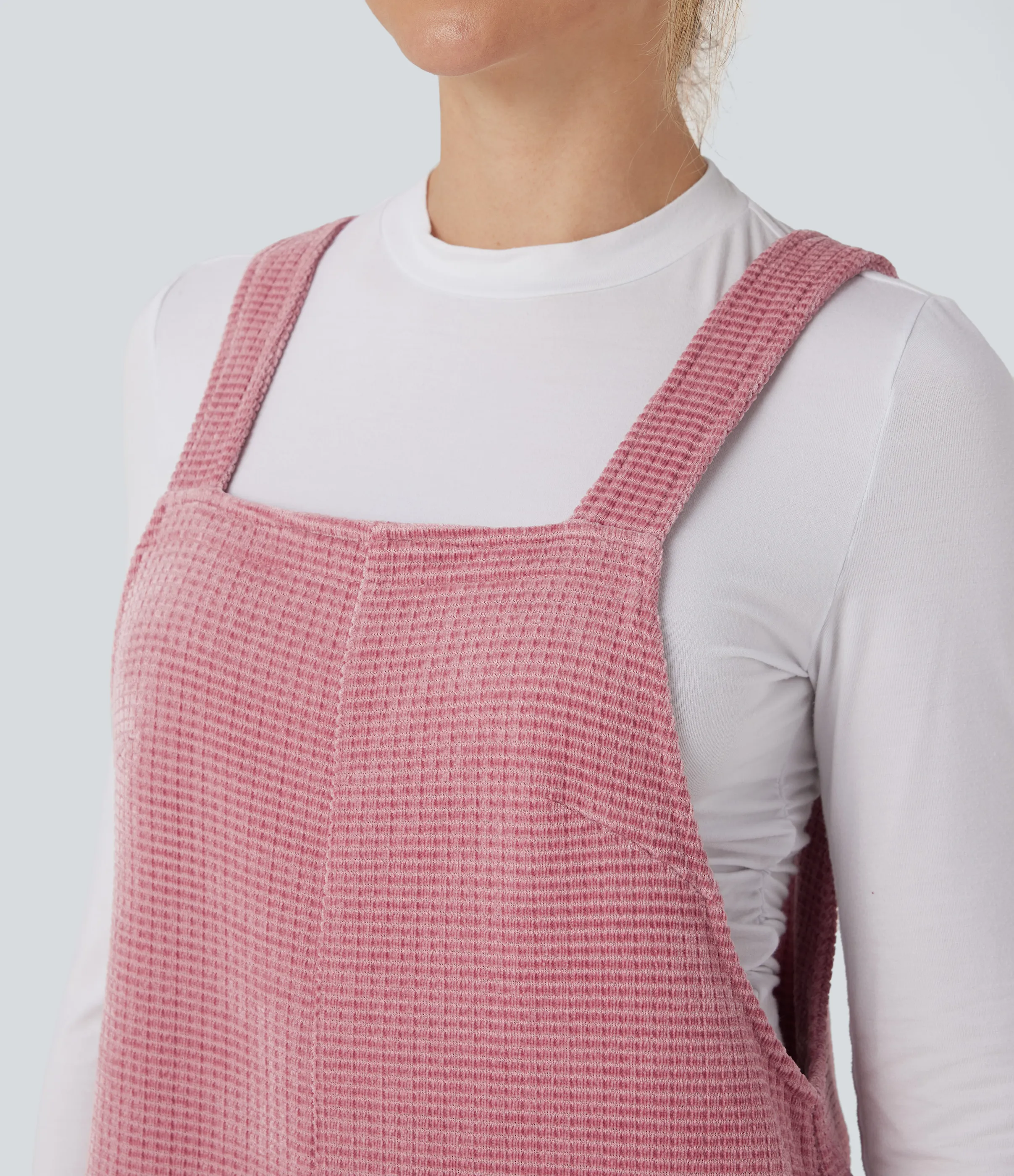 Halara Jumpsuit casual de chenilla con lazo en la espalda y bolsillos - Rose Elegance - XS(regular) sold by Halara product image thumbnail 5