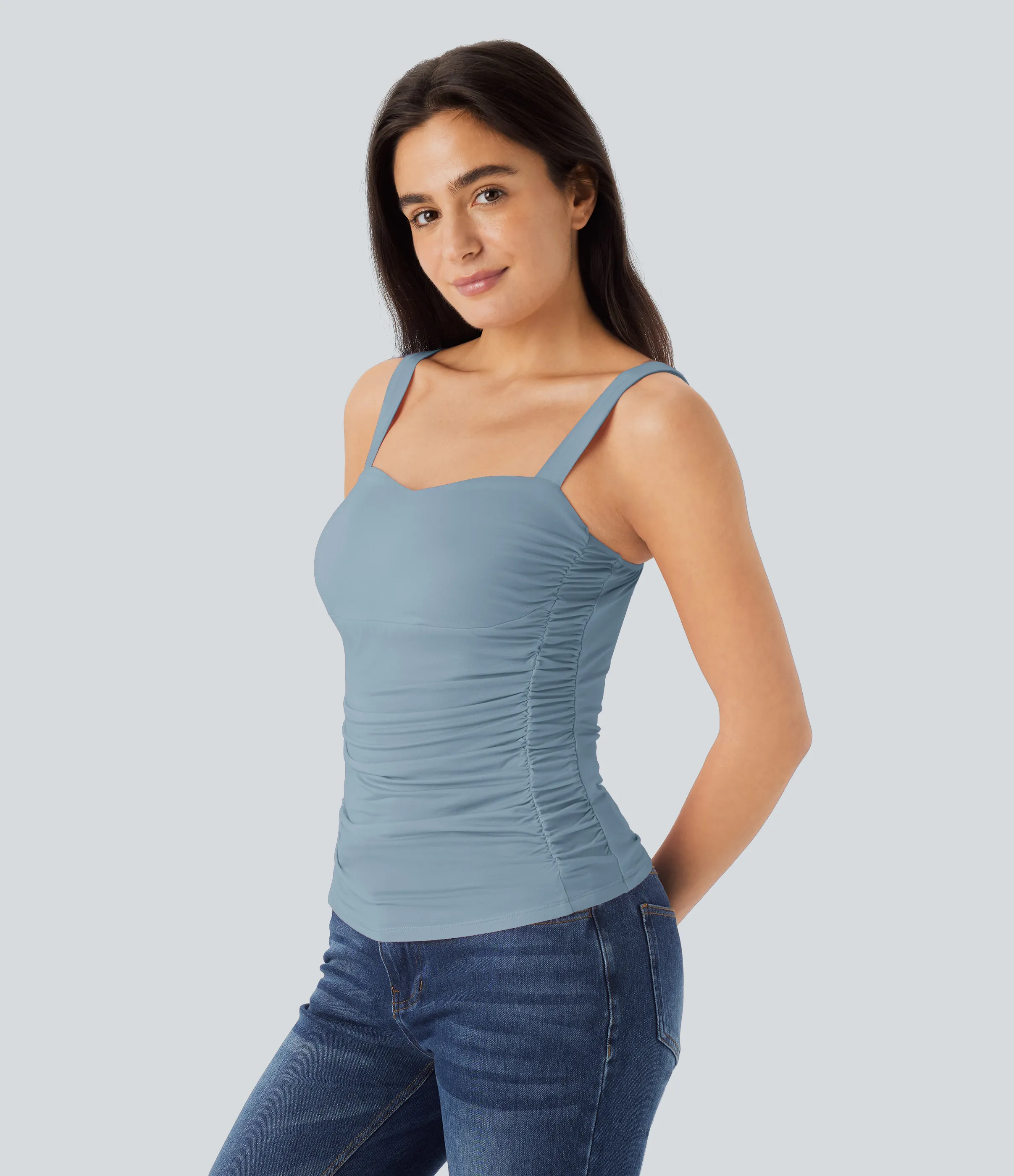 Halara Top sin mangas sin espalda fruncido - Ashley Blue - XL sold by Halara product image thumbnail 4