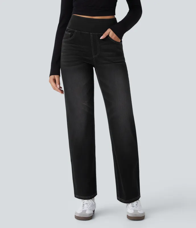 Halara Jeans Halara Flex™ Denim elástico lavado múltiple bolsillo tiro alto - Carbon Paint Denim - L(regular) sold by Halara