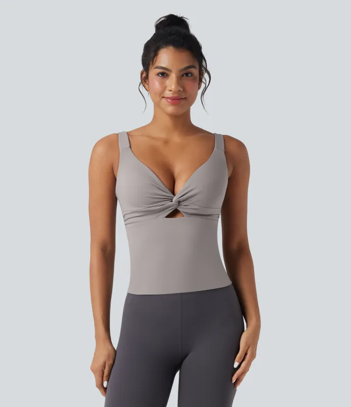 Halara Camiseta de yoga SoftlyZero™ Airy retorcida cut-out y UPF 50+ - Gull - L(Long) sold by Halara