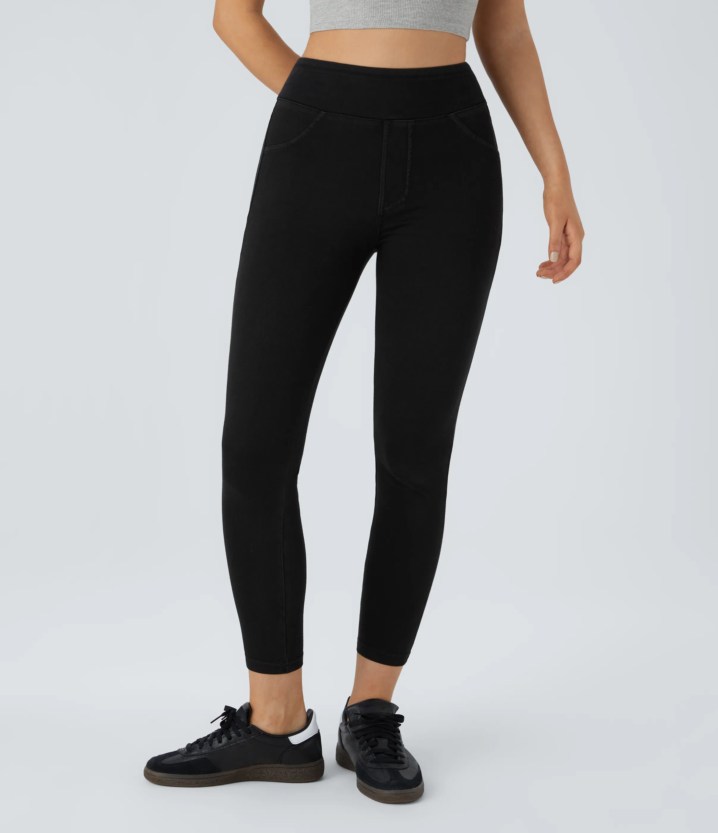 Halara Leggings Halara Flex™ Denim mezclilla elástico bolsillo lateral trasero tiro alto - Black Denim - L(7/8) sold by Halara product image thumbnail 3