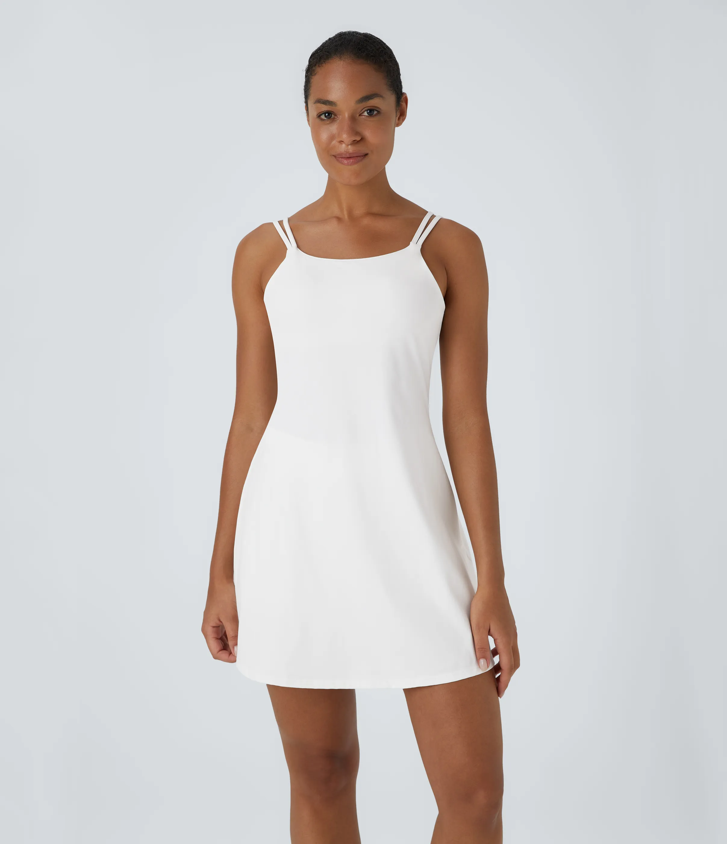 Halara Vestido deportivo para baile SoftlyZero™ Plush afelpado de 2 piezas con tirantes dobles y bolsillos en copas D-F - White - XS sold by Halara product image thumbnail 3