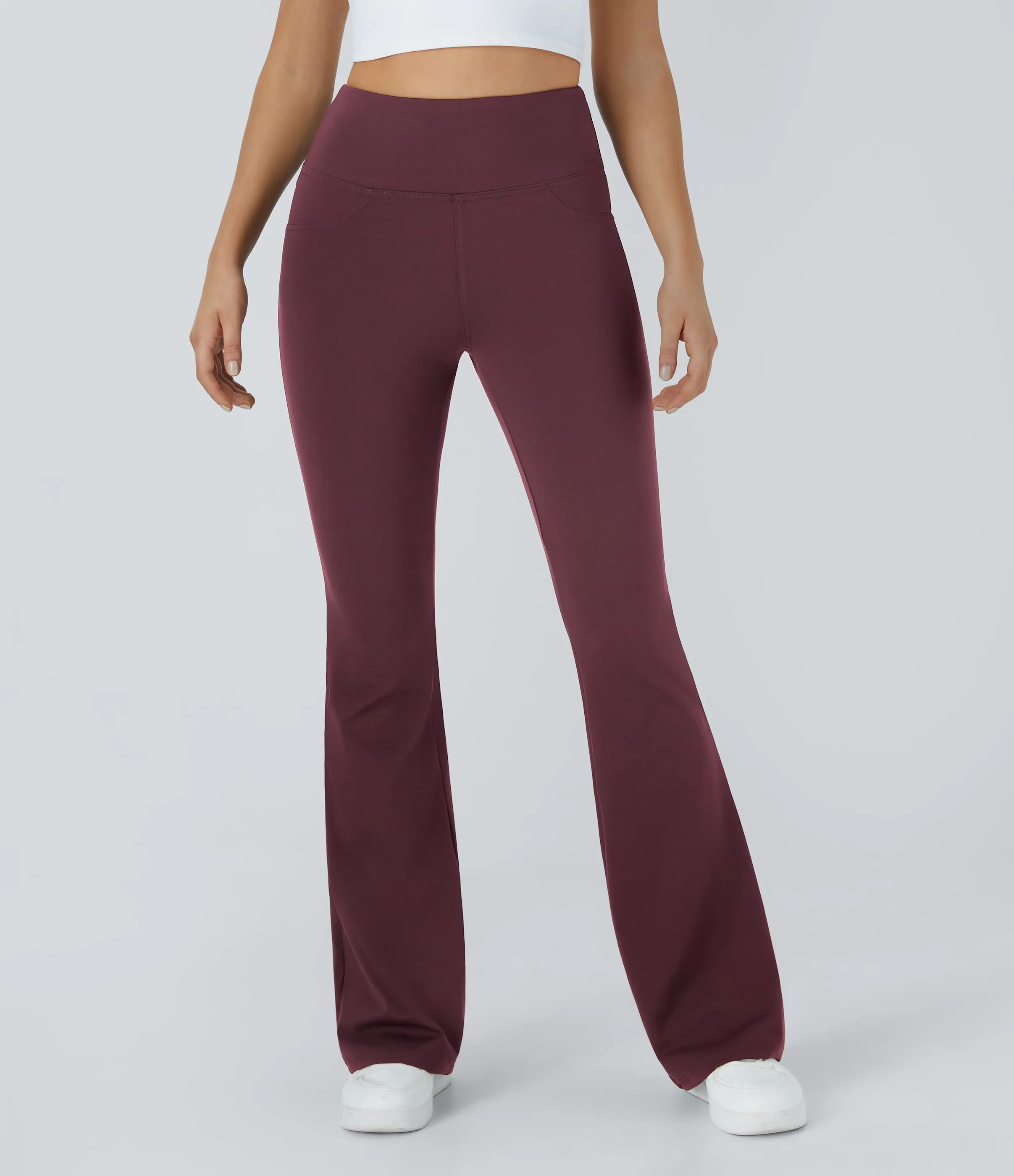Halara Leggings de yoga acampanados de tiro alto con bolsillos - Red Mahogany - L(regular) sold by Halara product image thumbnail 4